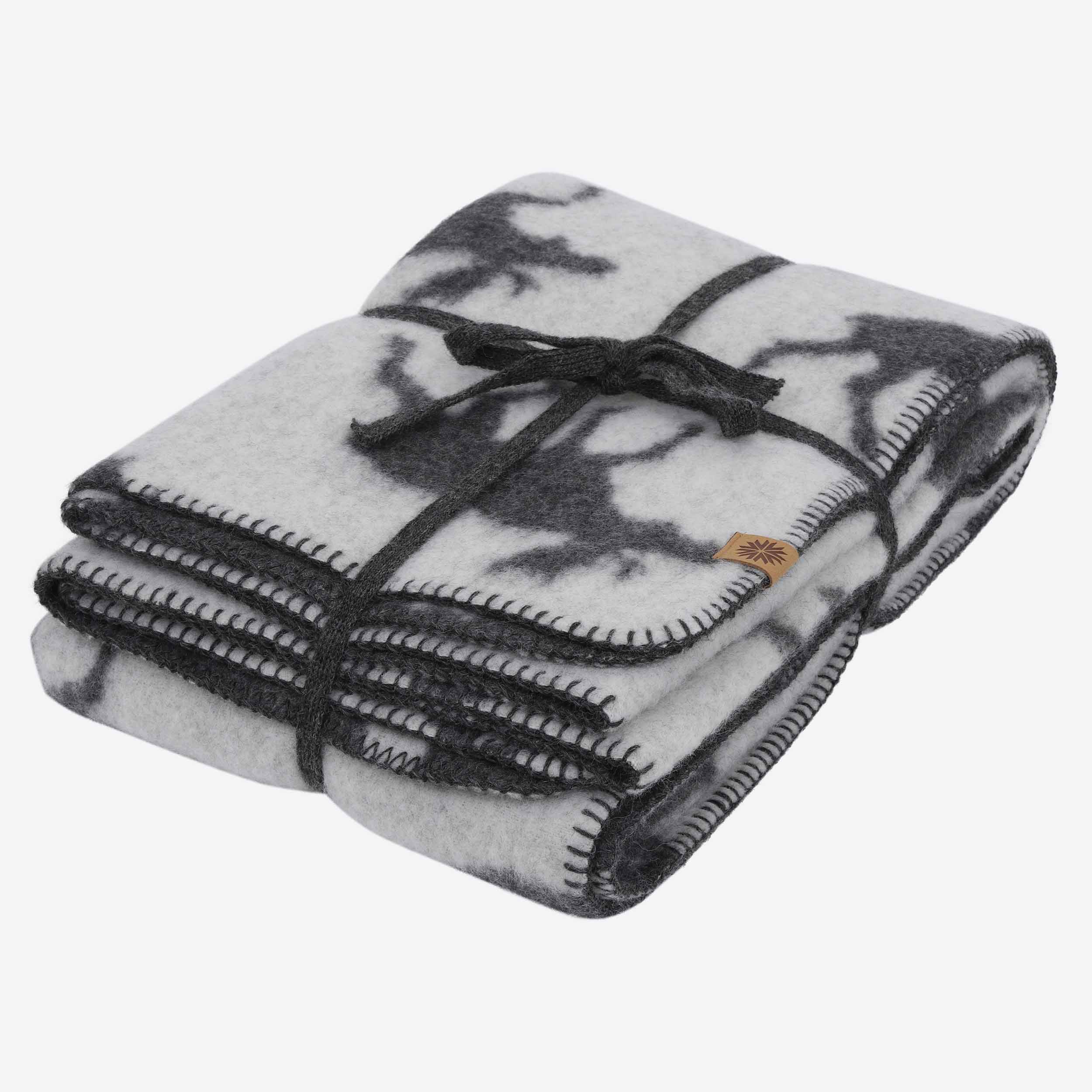 Bjarmi woven wool blanket with moose design