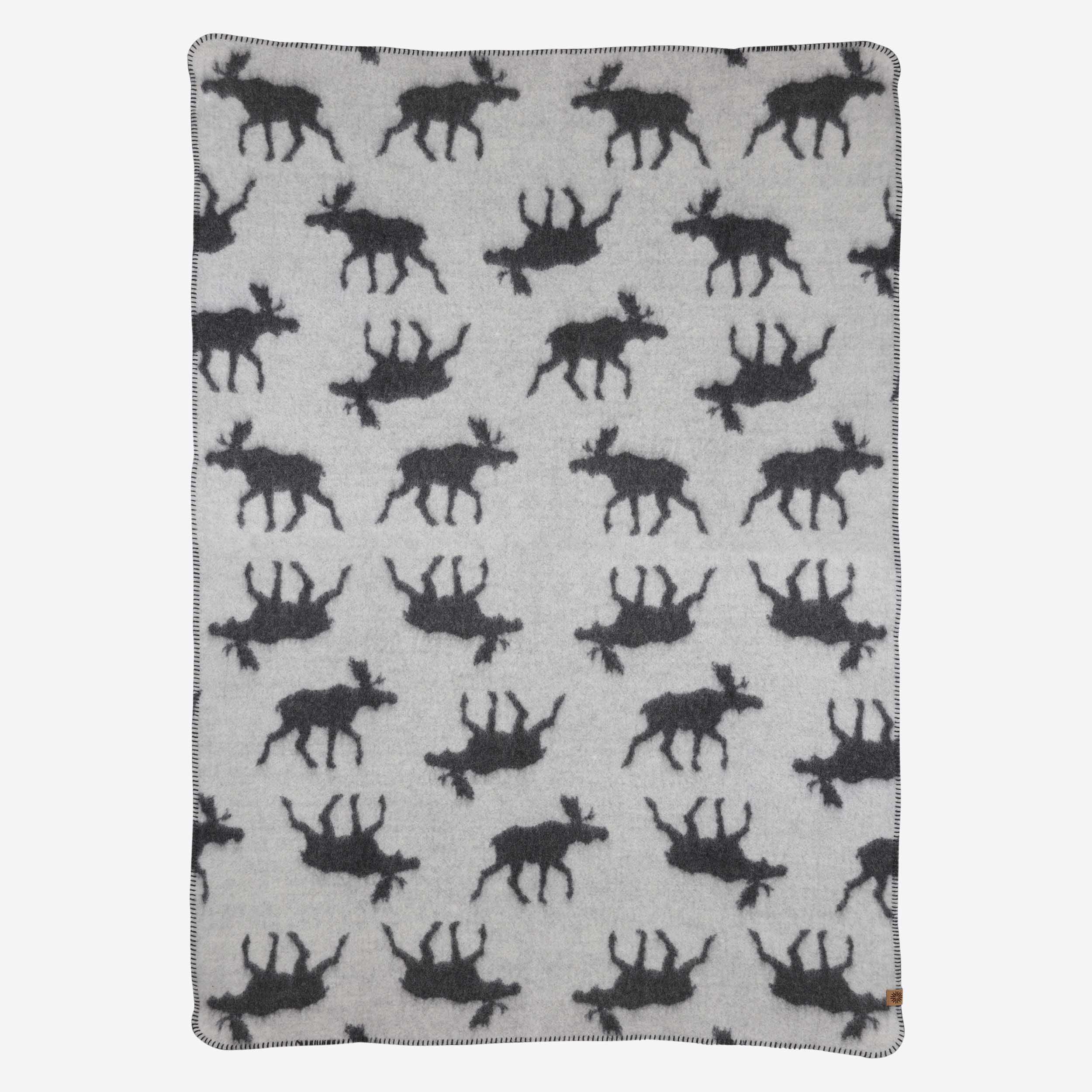 Bjarmi woven wool blanket with moose design