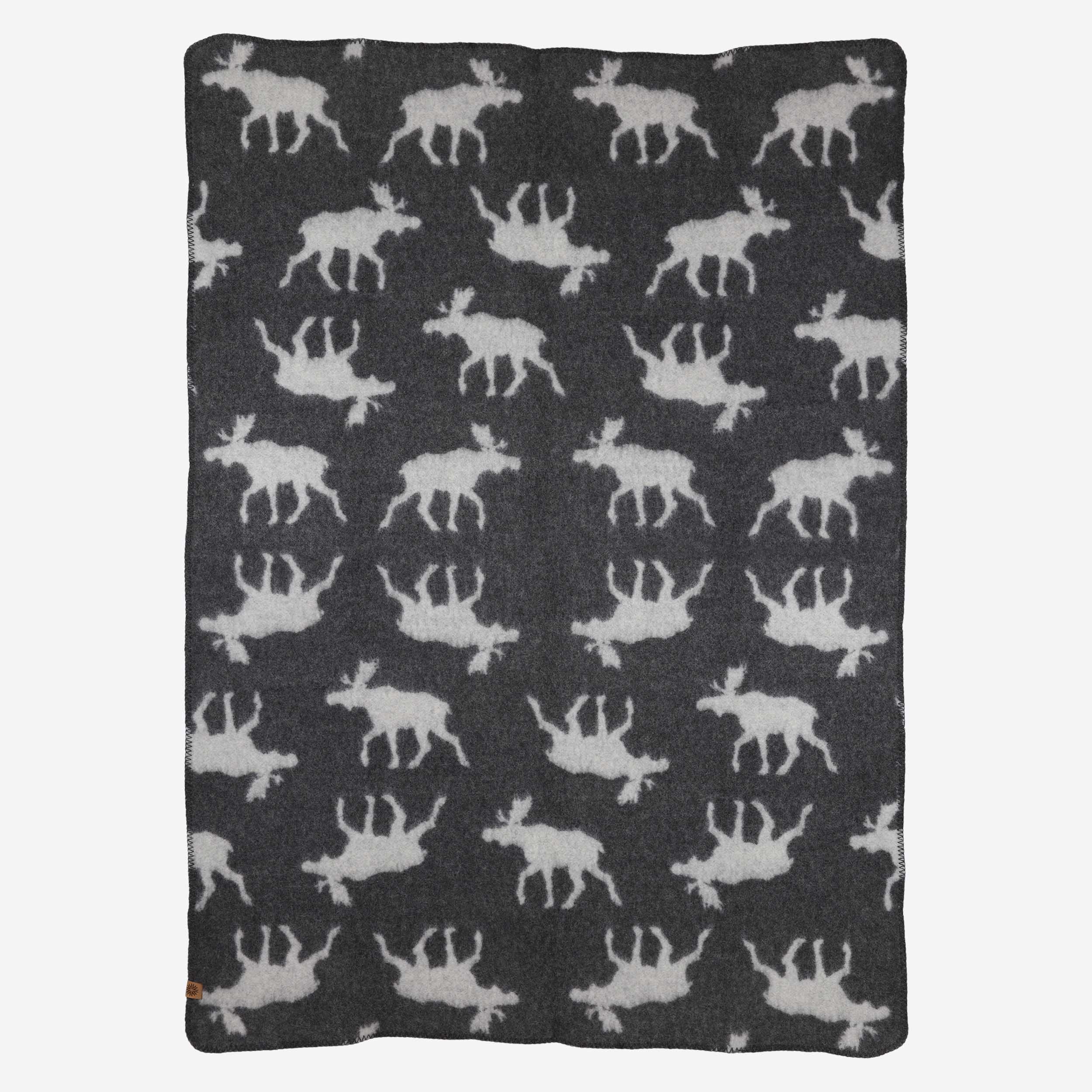 Bjarmi woven wool blanket with moose design