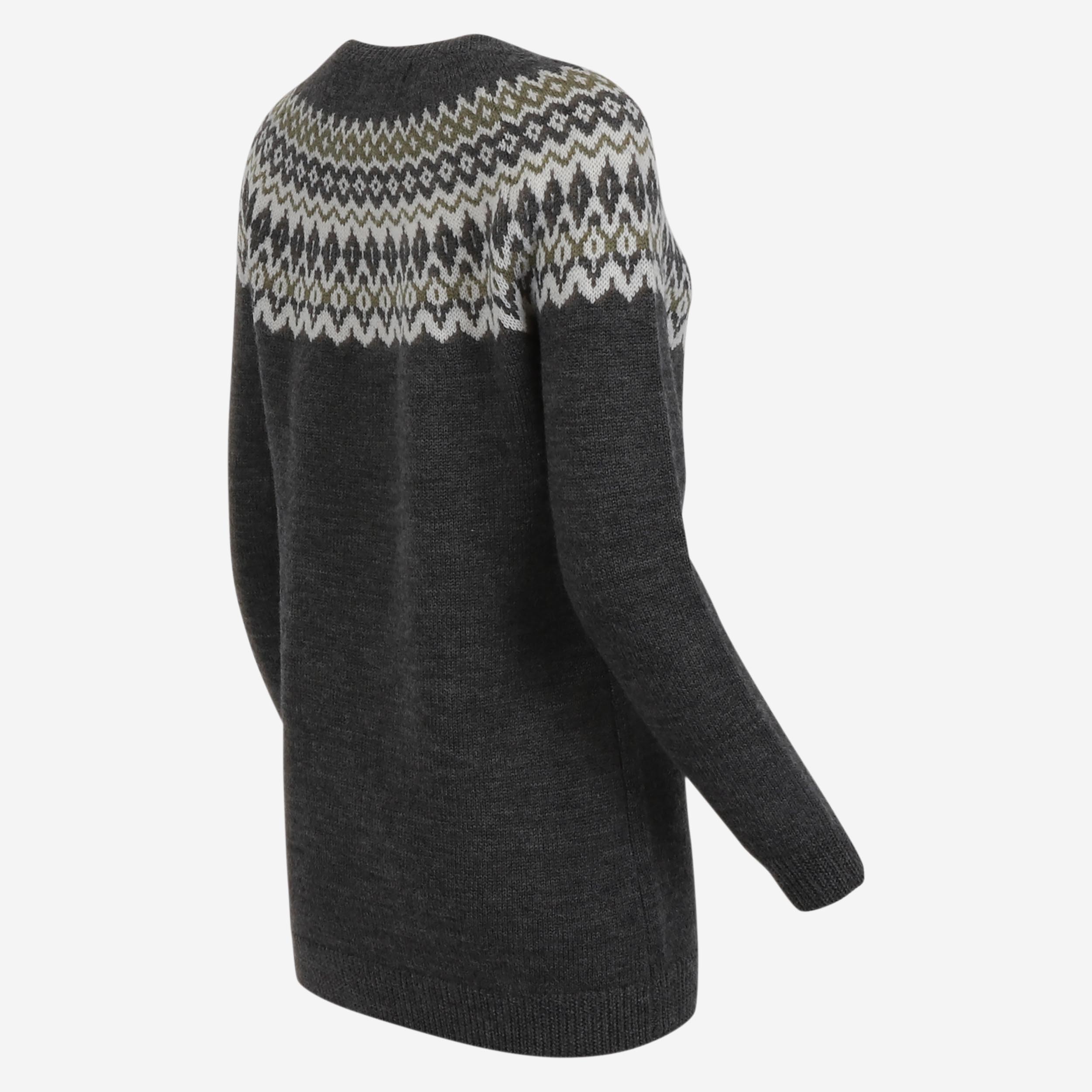 Ásthildur merino Nordic knit buttoned long cardigan