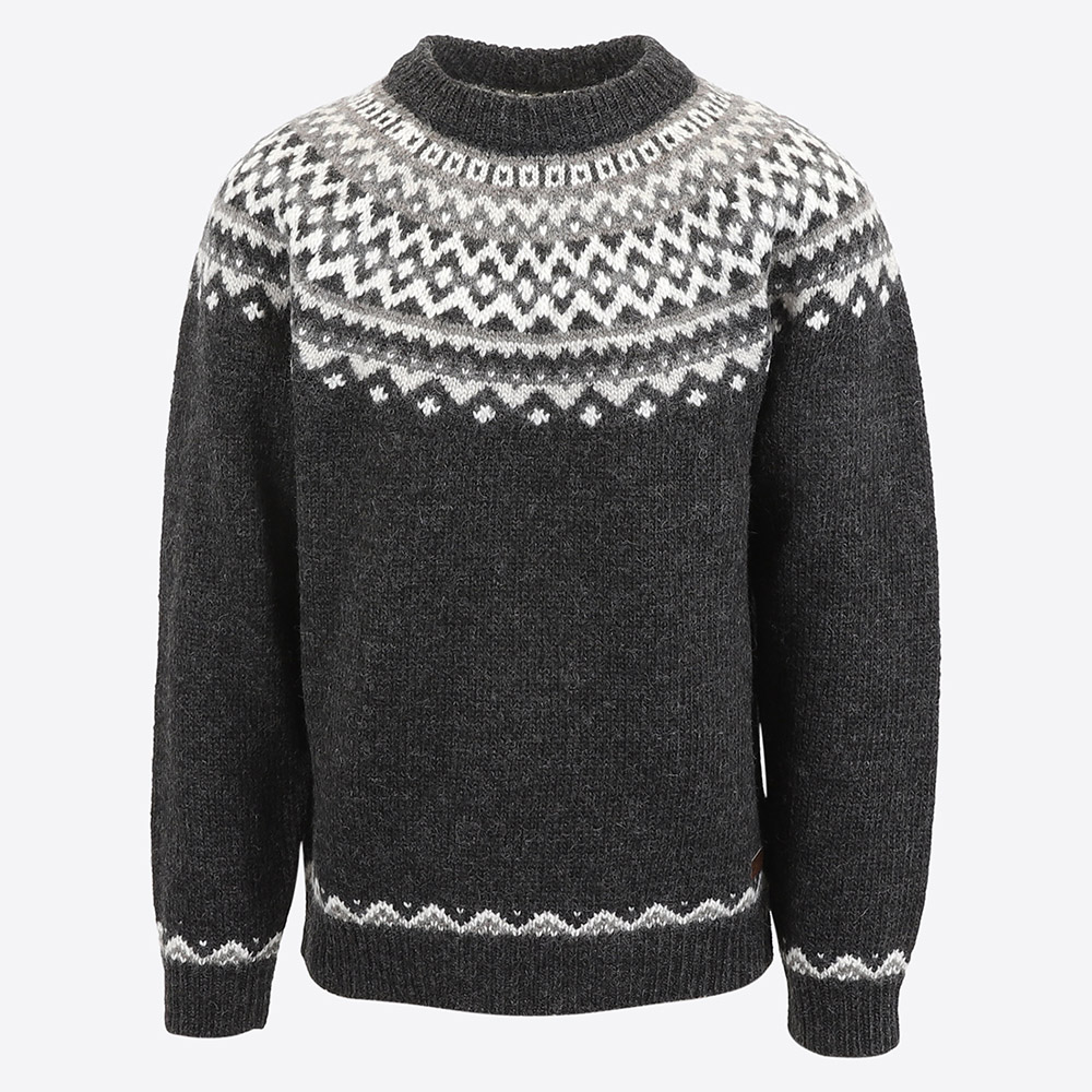 Skjaldbreiður wollpullover mit isländischem muster