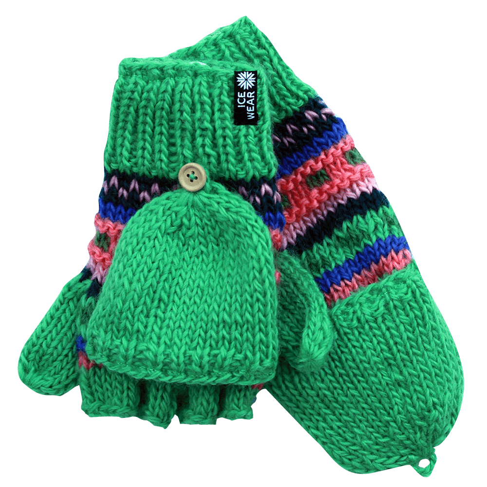 Magney  Gants sans doigts en laine tricoté main