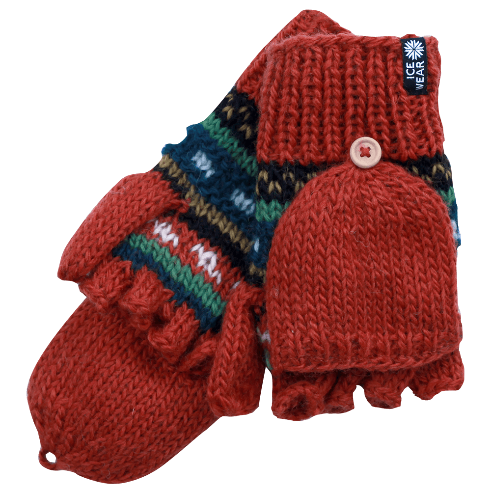 Magney  Gants sans doigts en laine tricoté main