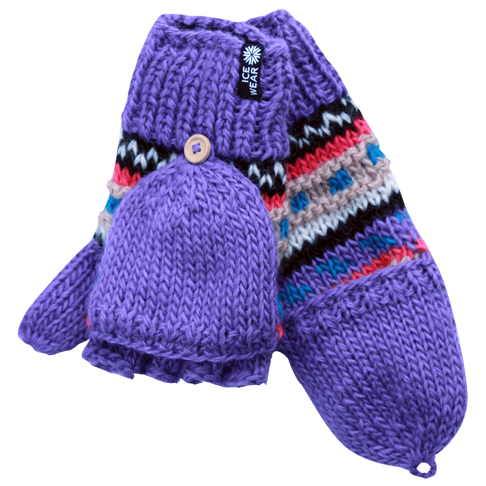 Magney  Gants sans doigts en laine tricoté main