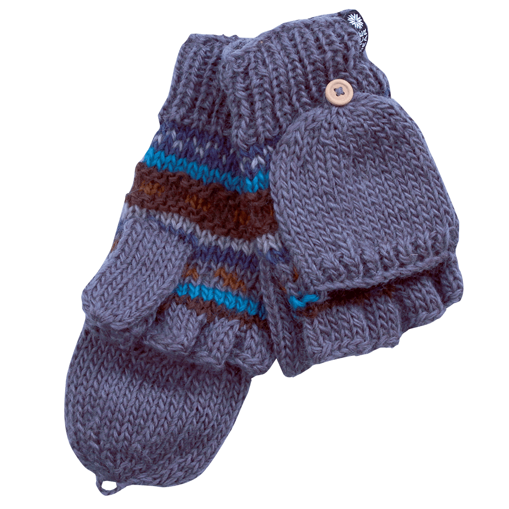 Magney  Gants sans doigts en laine tricoté main