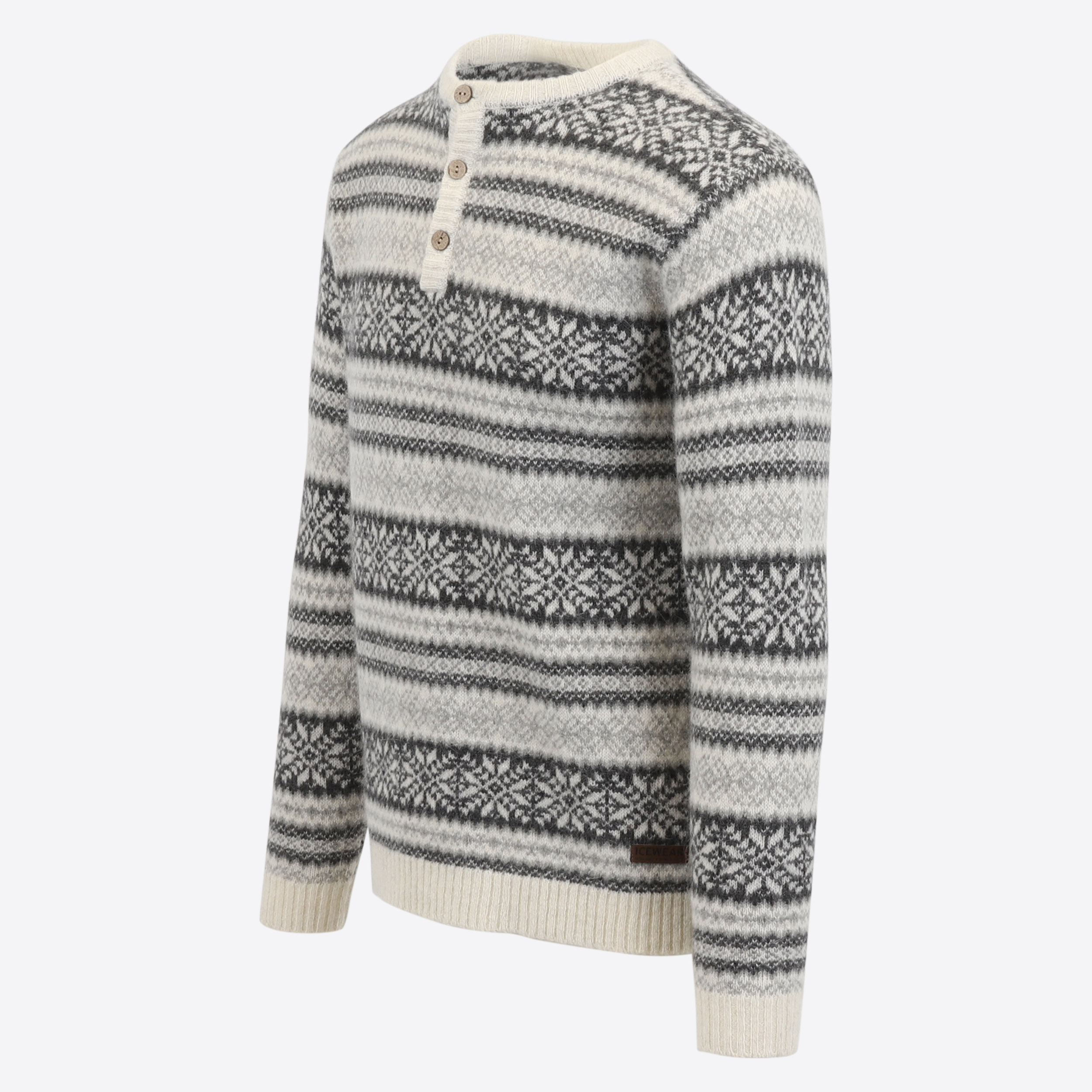 Urður pull semi-boutonné en laine pour hommes 