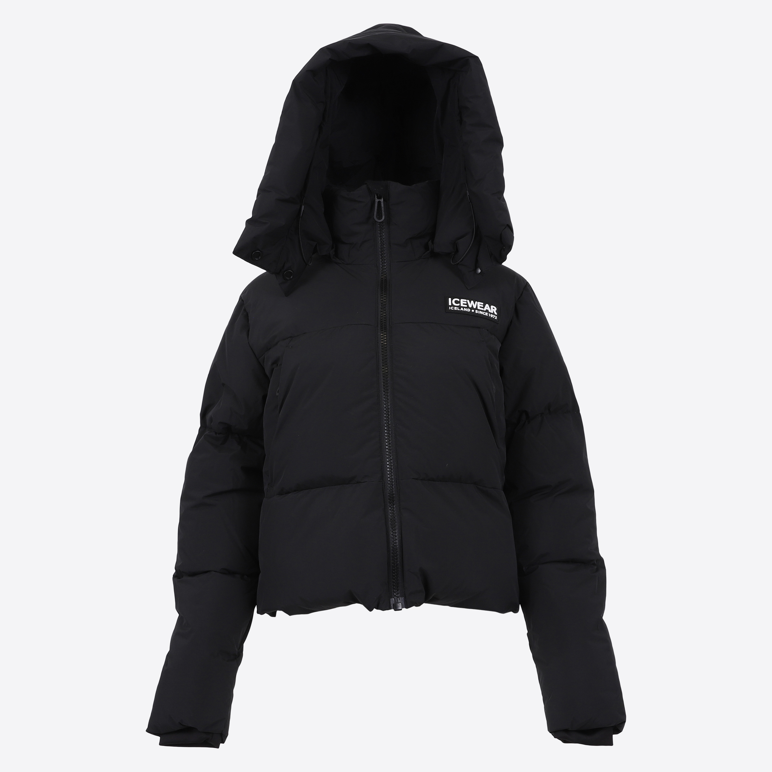 Borg kurze Daunen-Pufferjacke