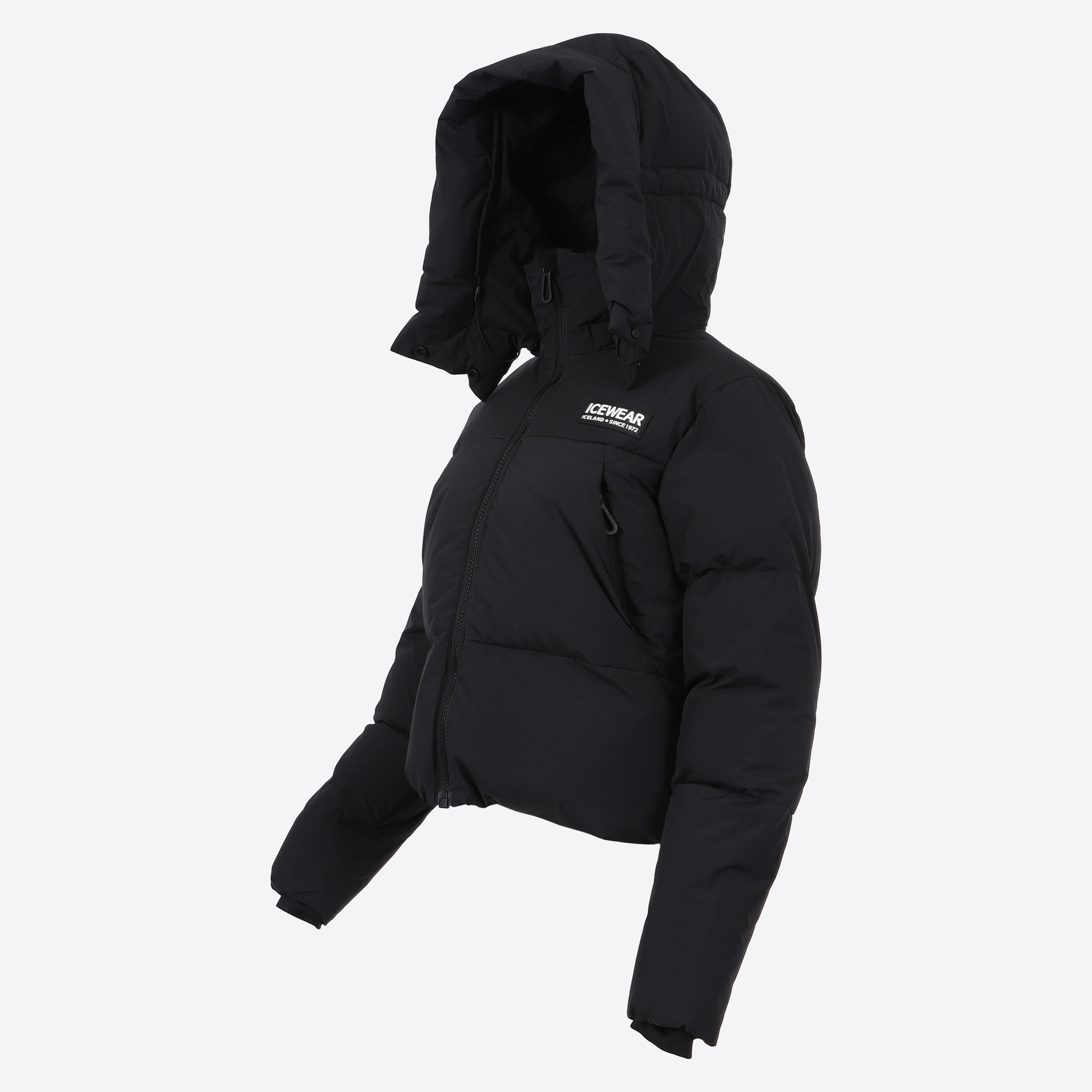 Borg kurze Daunen-Pufferjacke