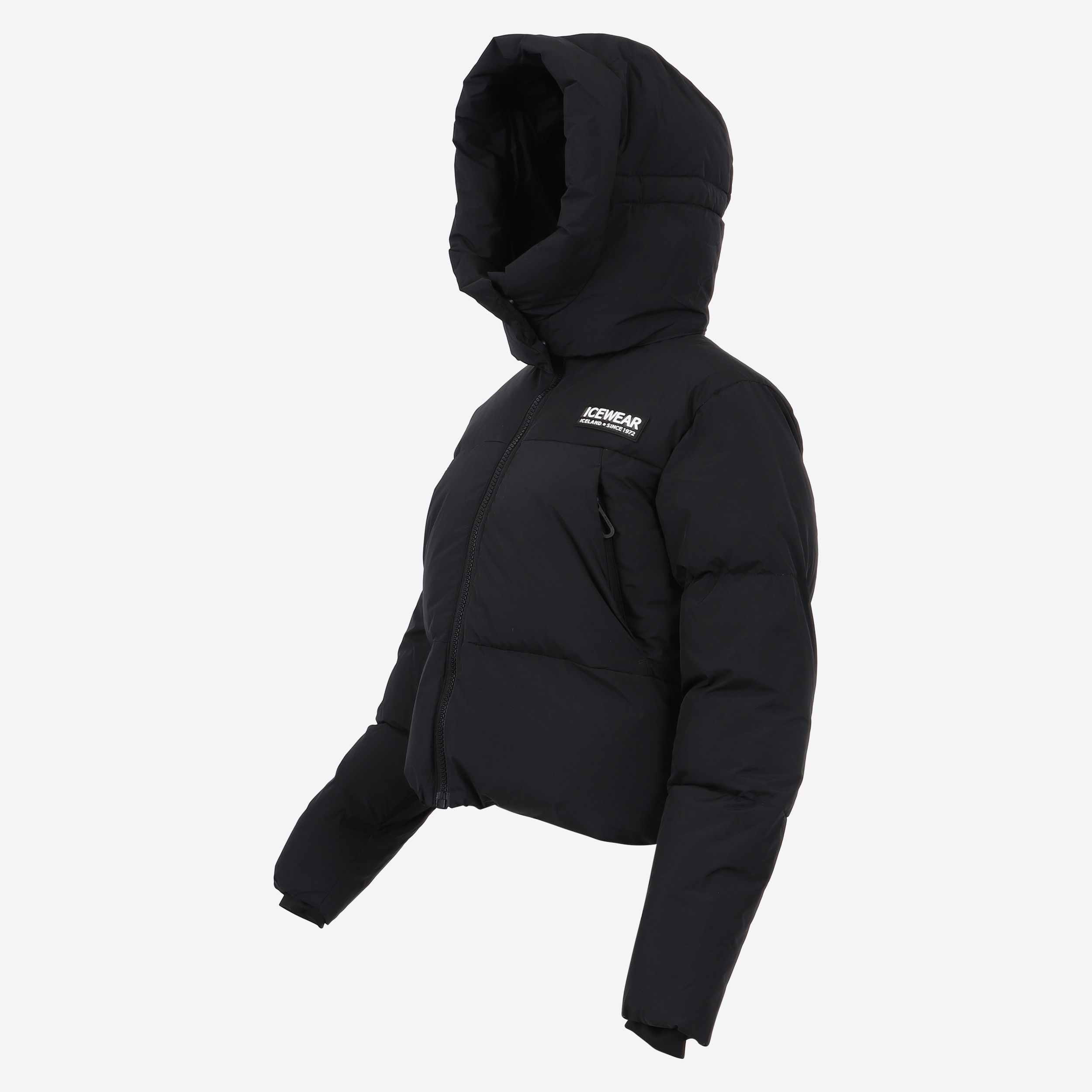 Borg kurze Daunen-Pufferjacke