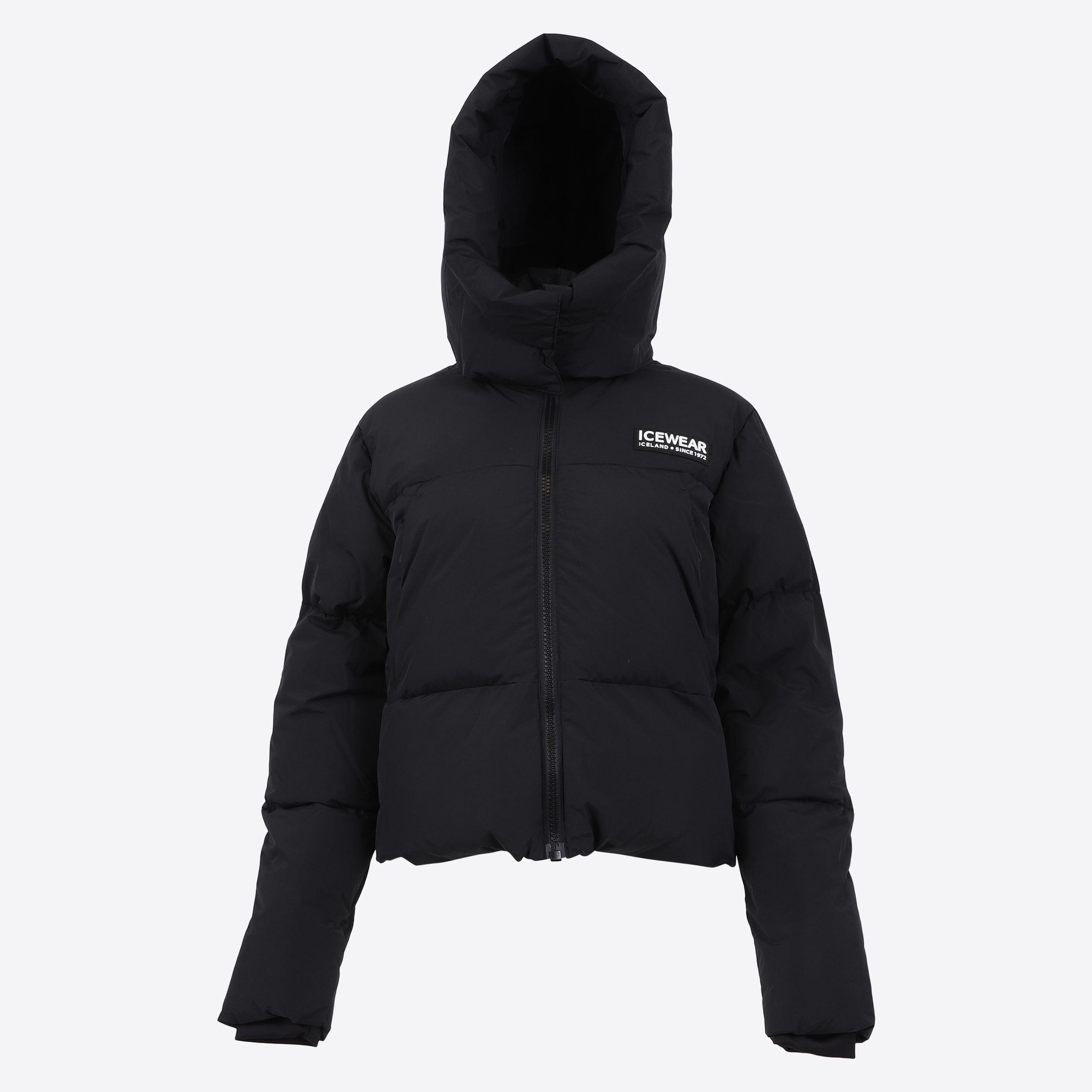 Borg kurze Daunen-Pufferjacke