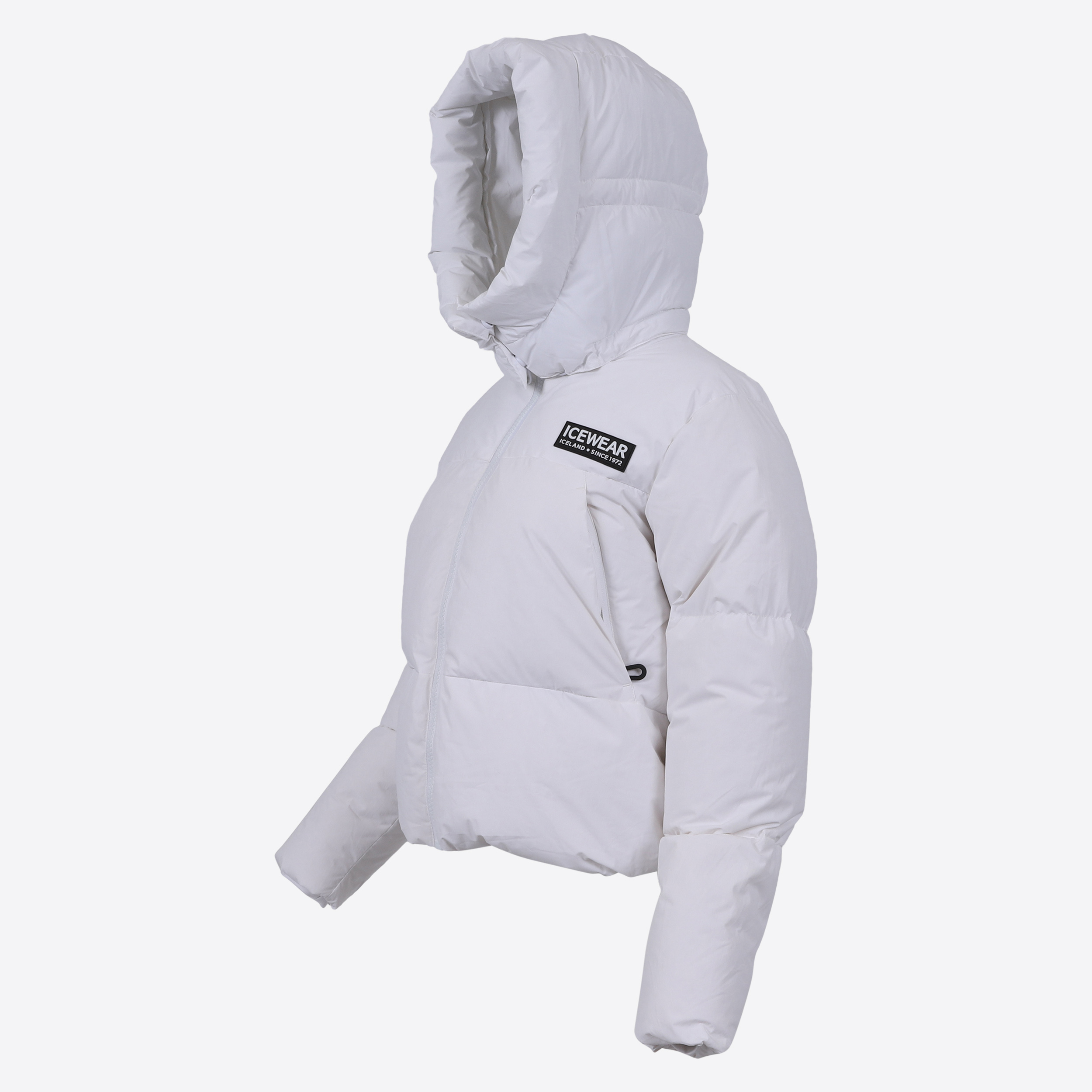 Borg kurze Daunen-Pufferjacke