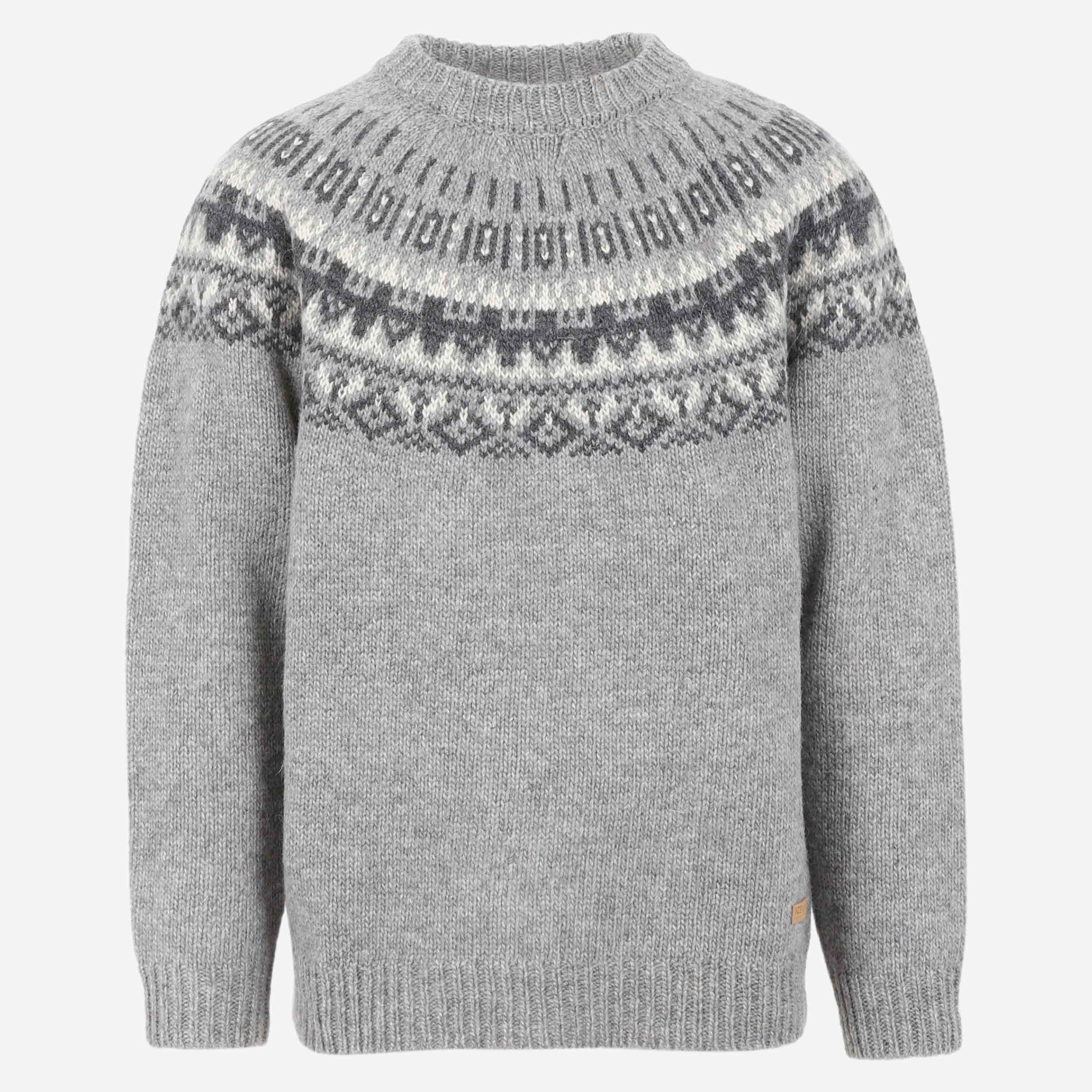 Elís grauer Pullover aus isländischer Wolle