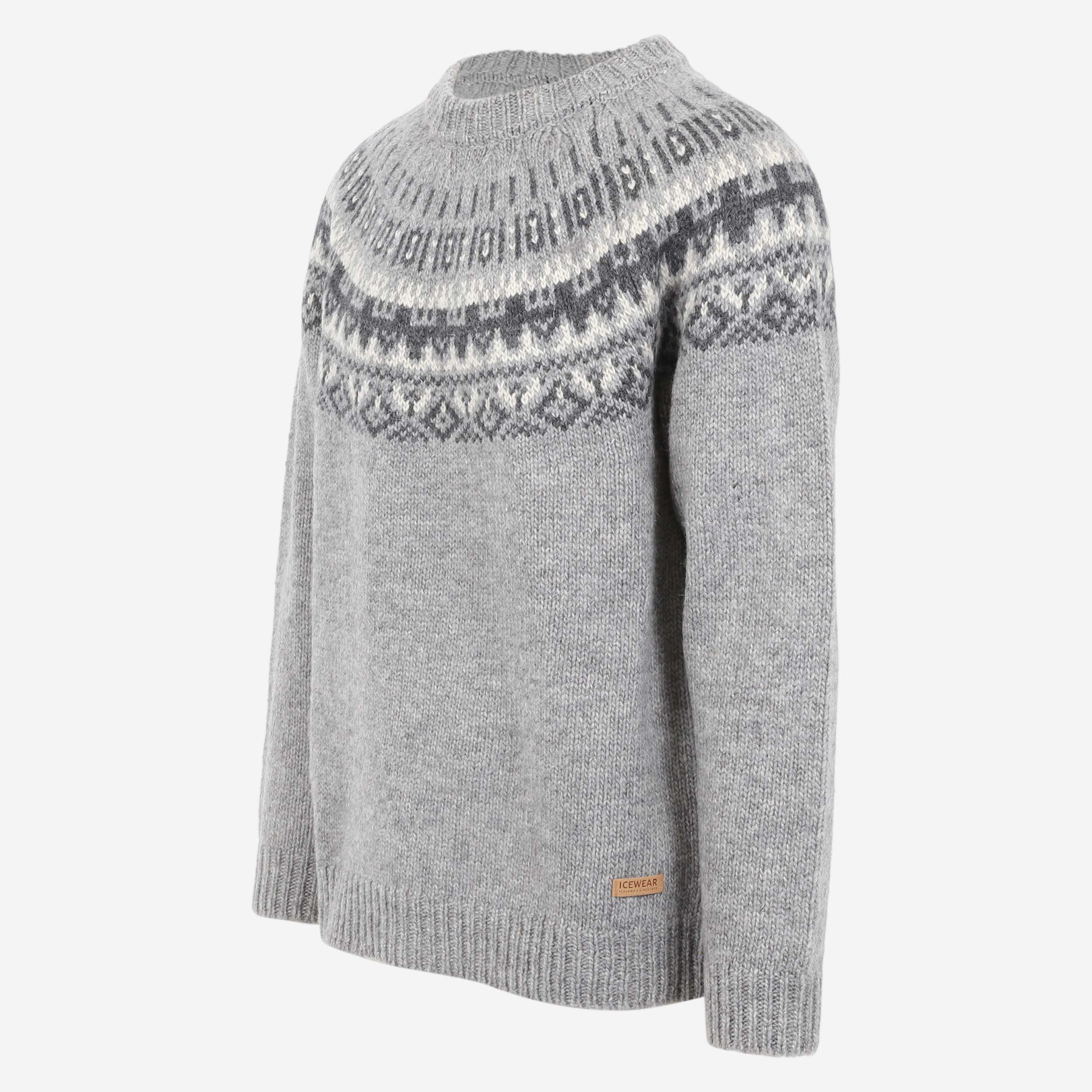 Elís grauer Pullover aus isländischer Wolle