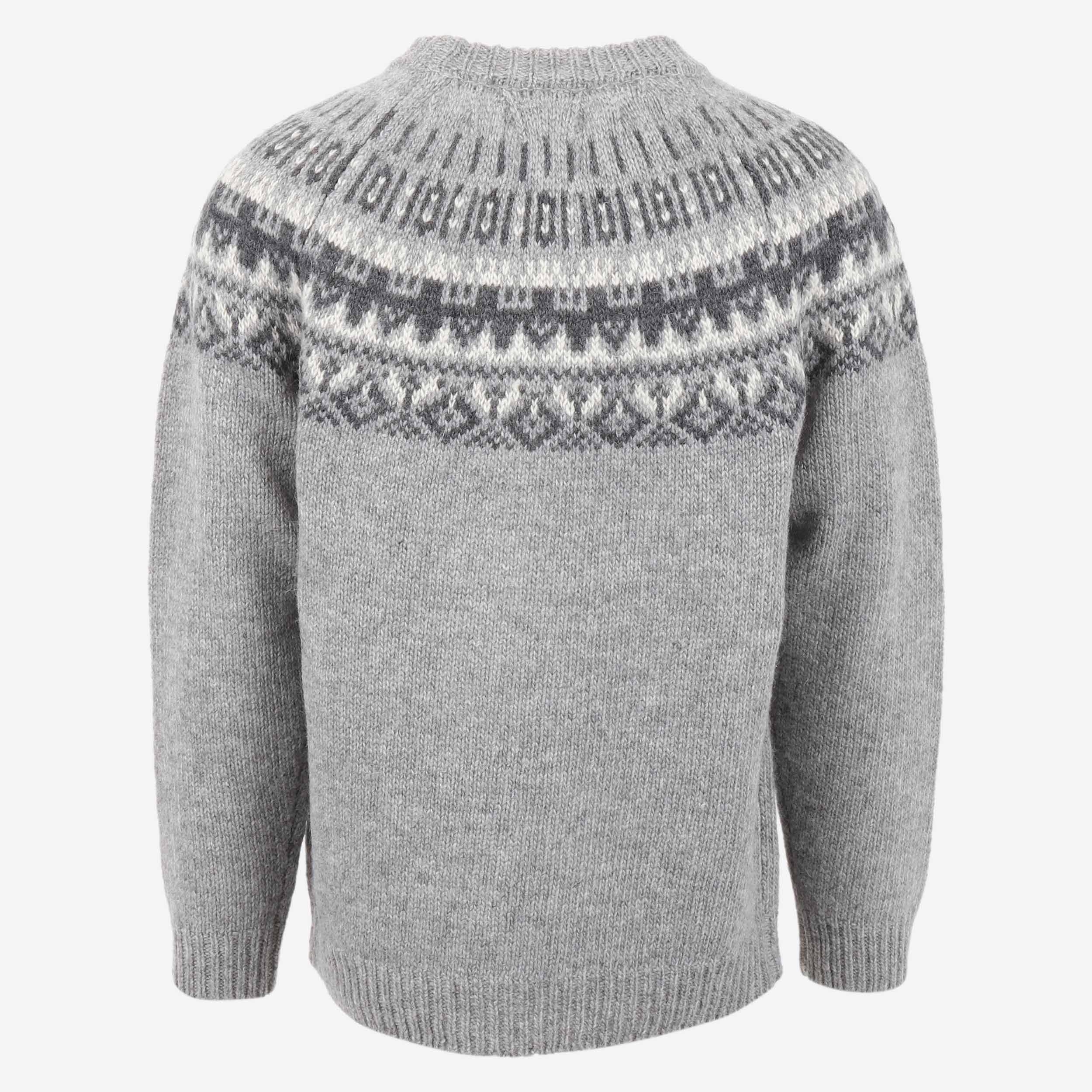 Elís grauer Pullover aus isländischer Wolle