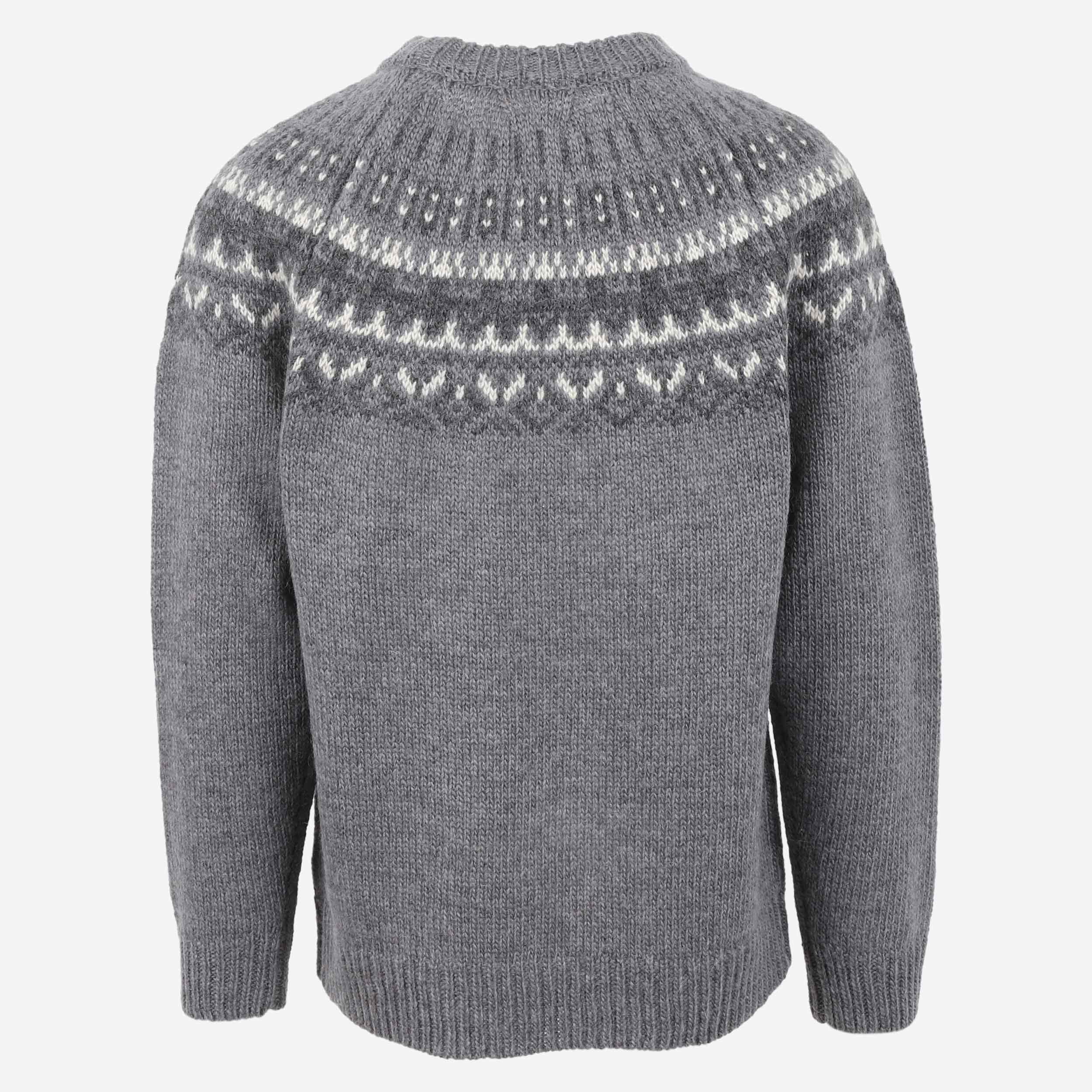 Elís grauer Pullover aus isländischer Wolle