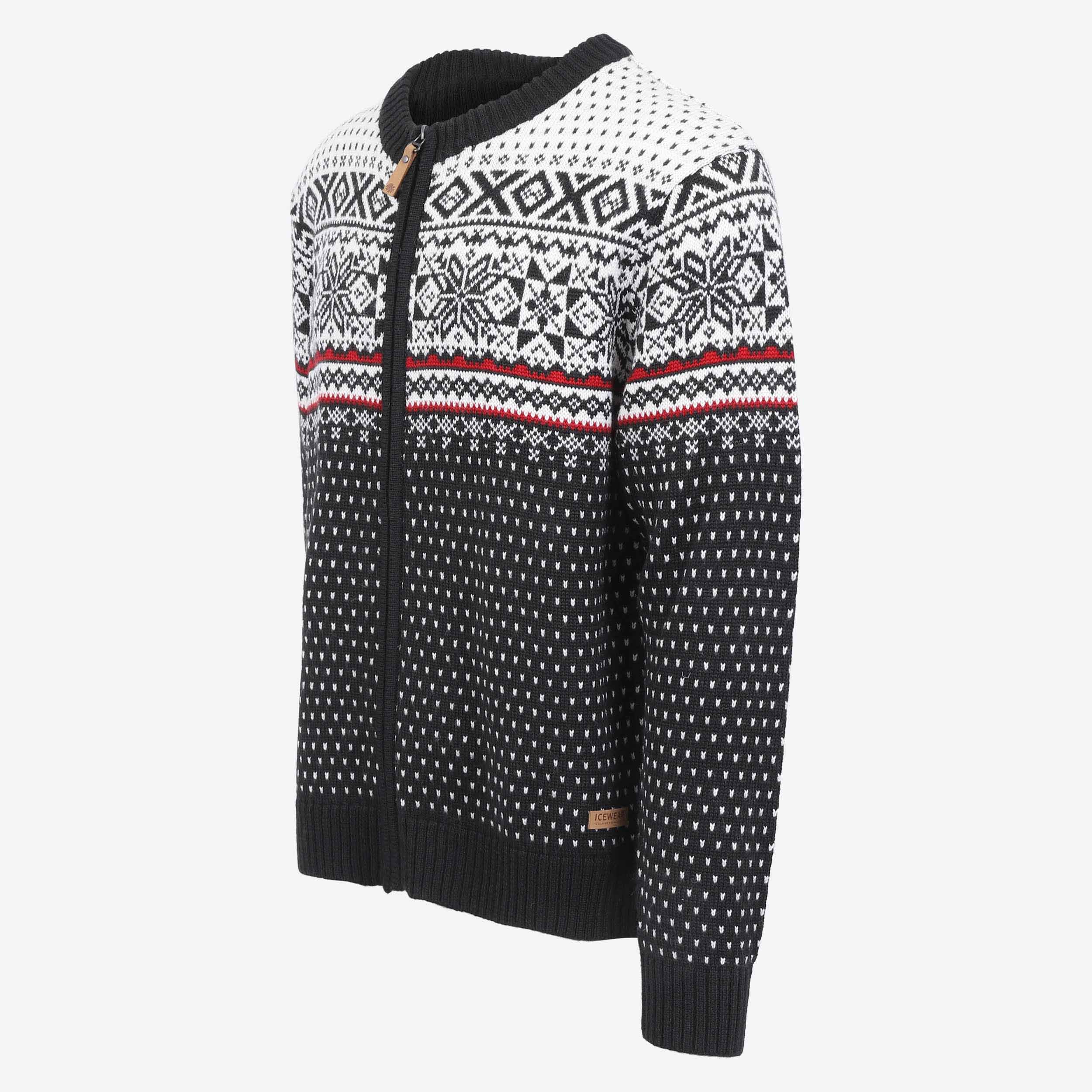 MAGNÚS rennd peysa með norsku mynstri