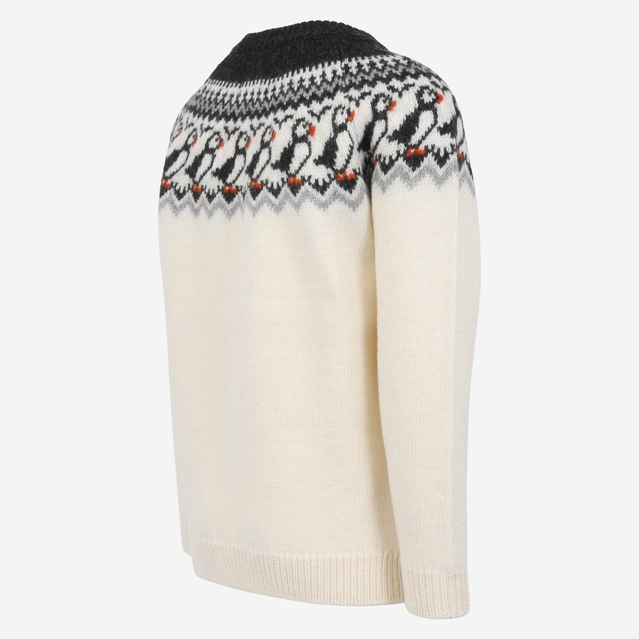 Lundi Puffin bird patterned zipped wool sweater