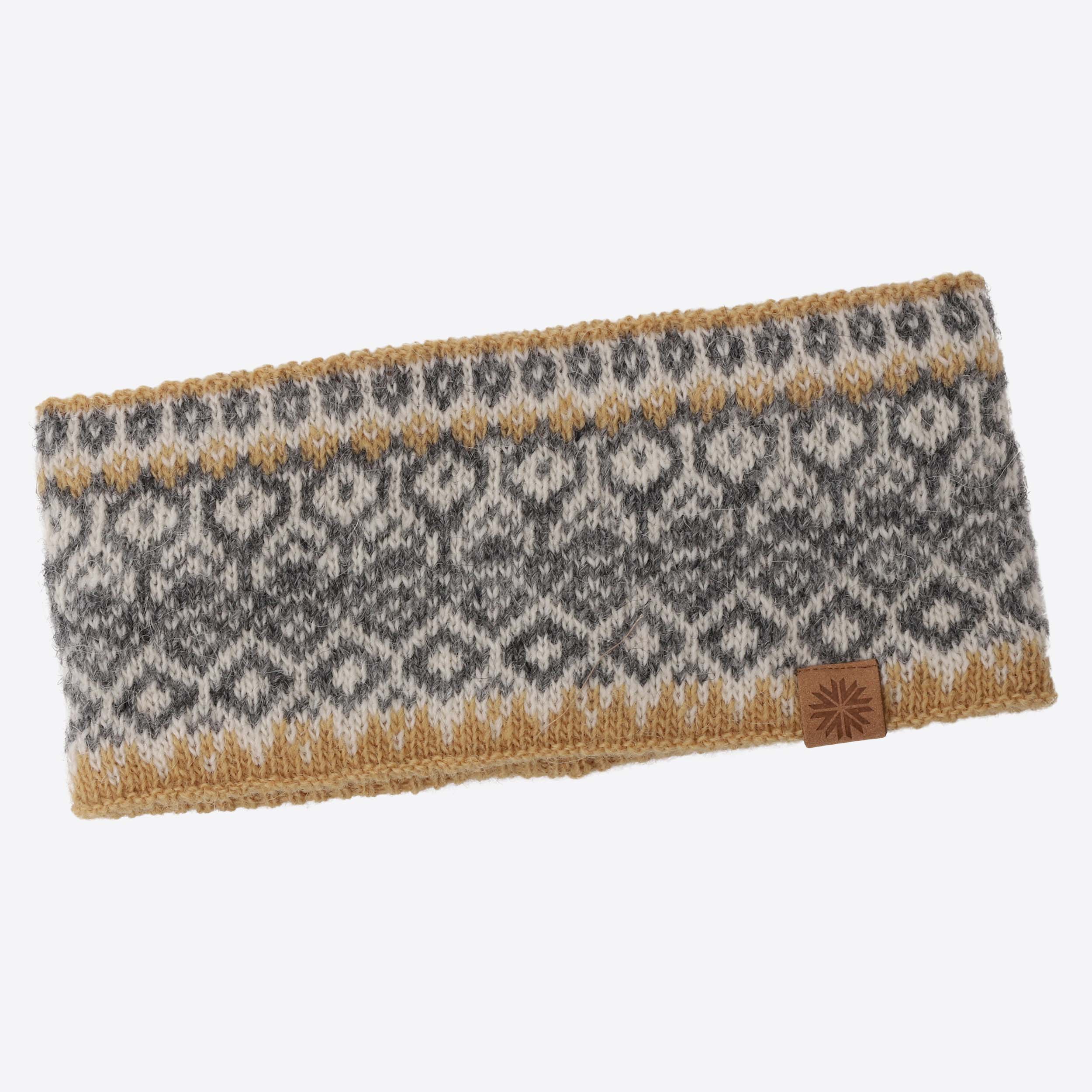 Fagradalsfjall wool headband with Icelandic pattern