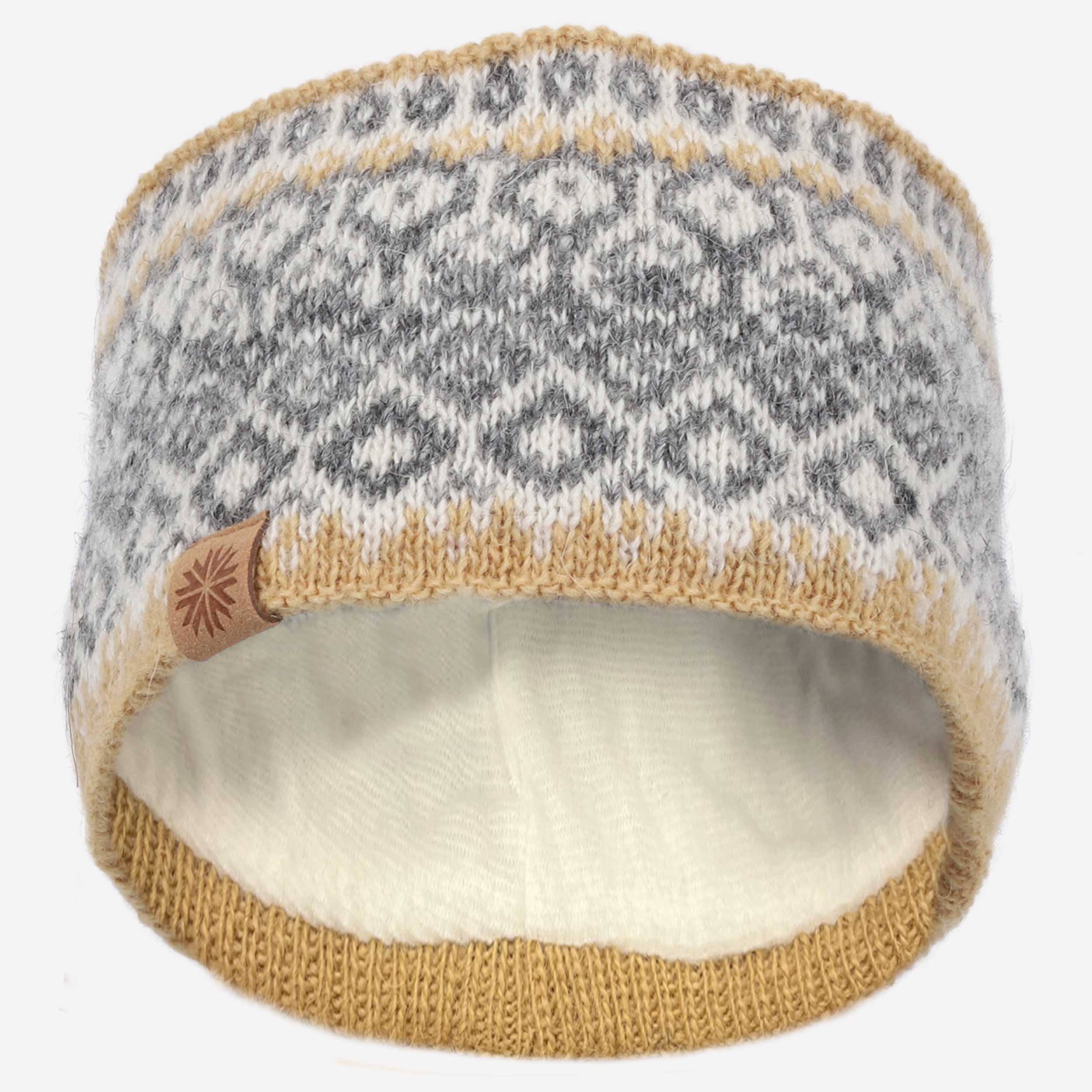 Fagradalsfjall wool headband with Icelandic pattern