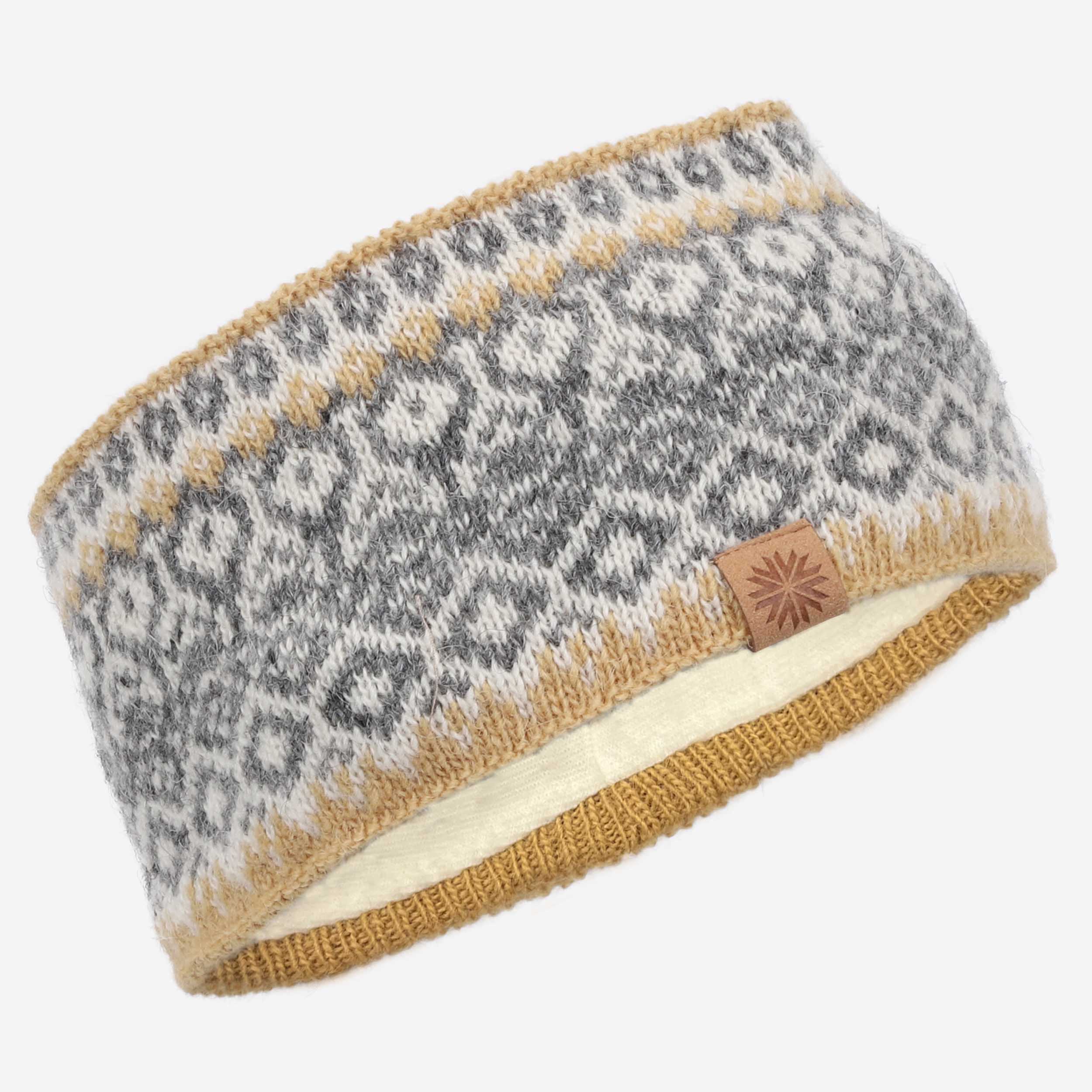 Fagradalsfjall wool headband with Icelandic pattern