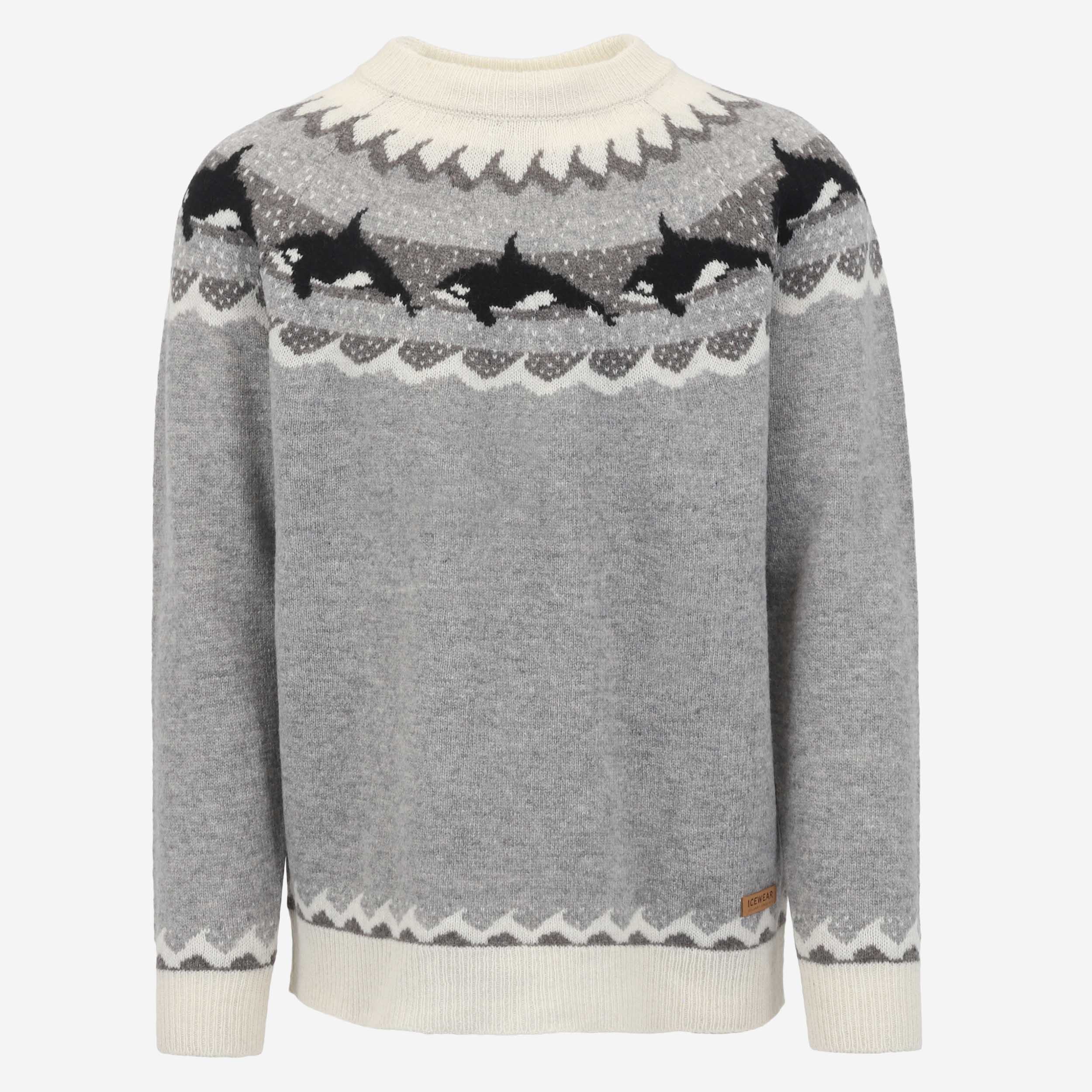 Hvalur wool jumper with orca pattern