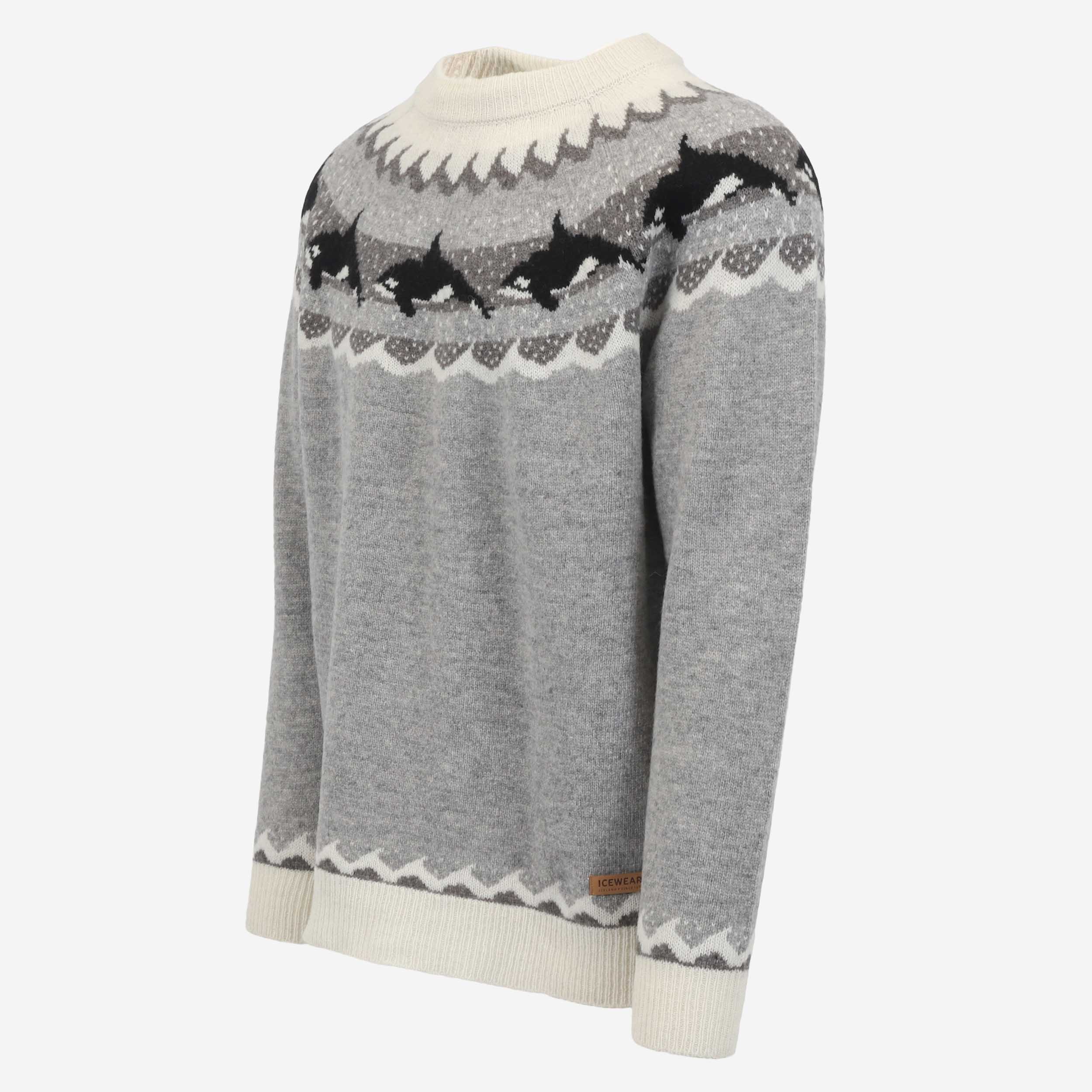 Hvalur wool jumper with orca pattern