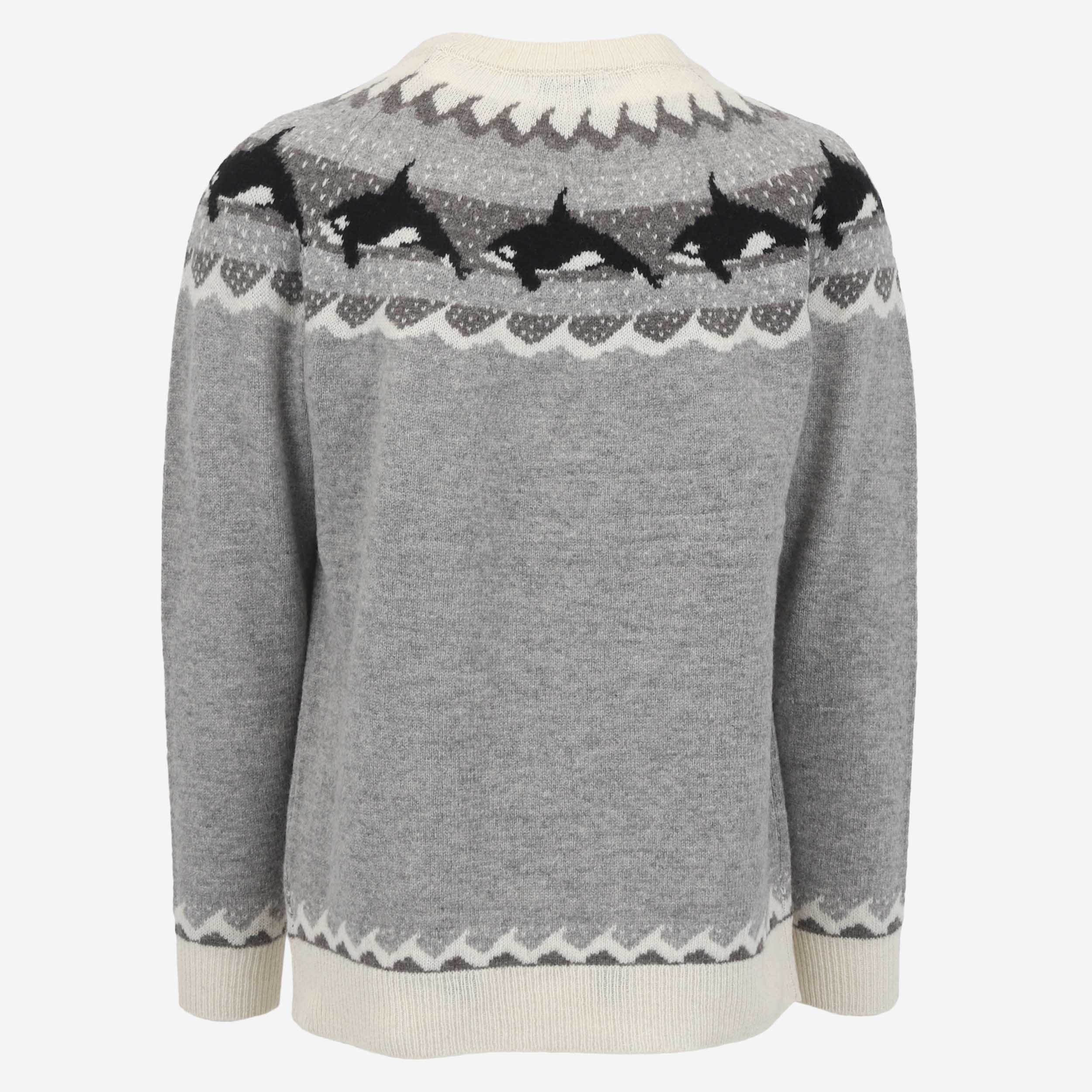 Hvalur wool jumper with orca pattern