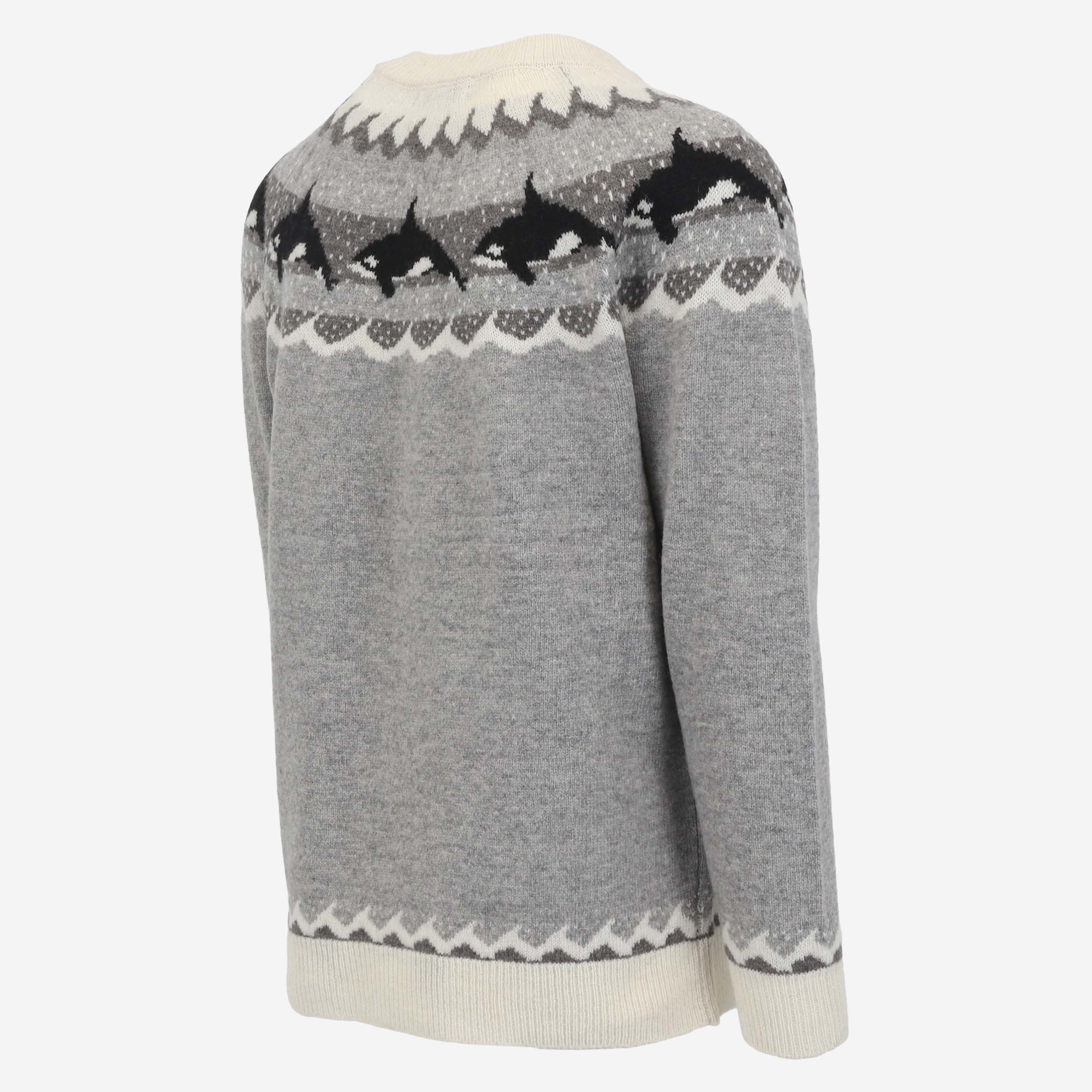 Hvalur wool jumper with orca pattern