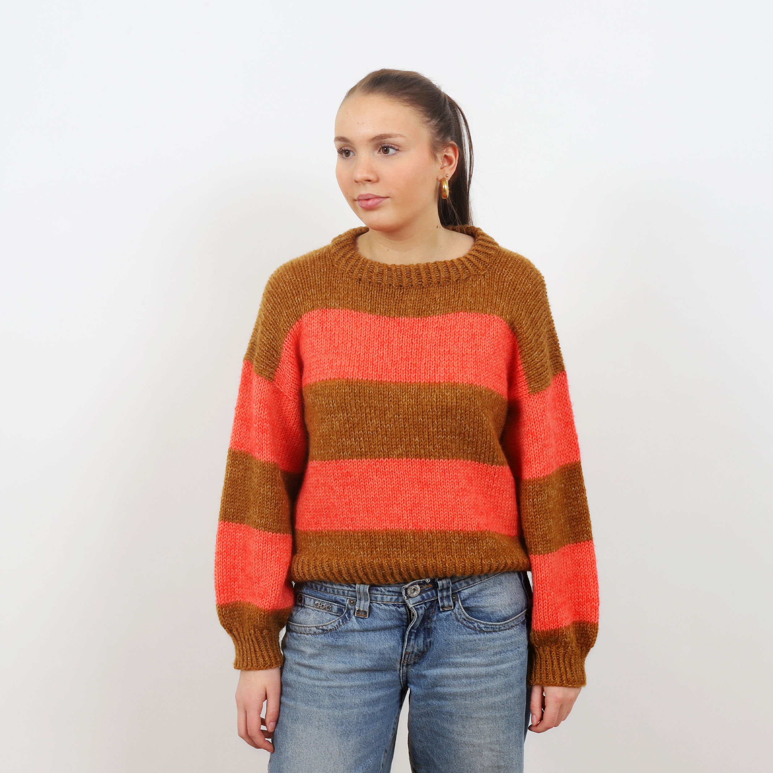 Box striped sweater knitting pattern