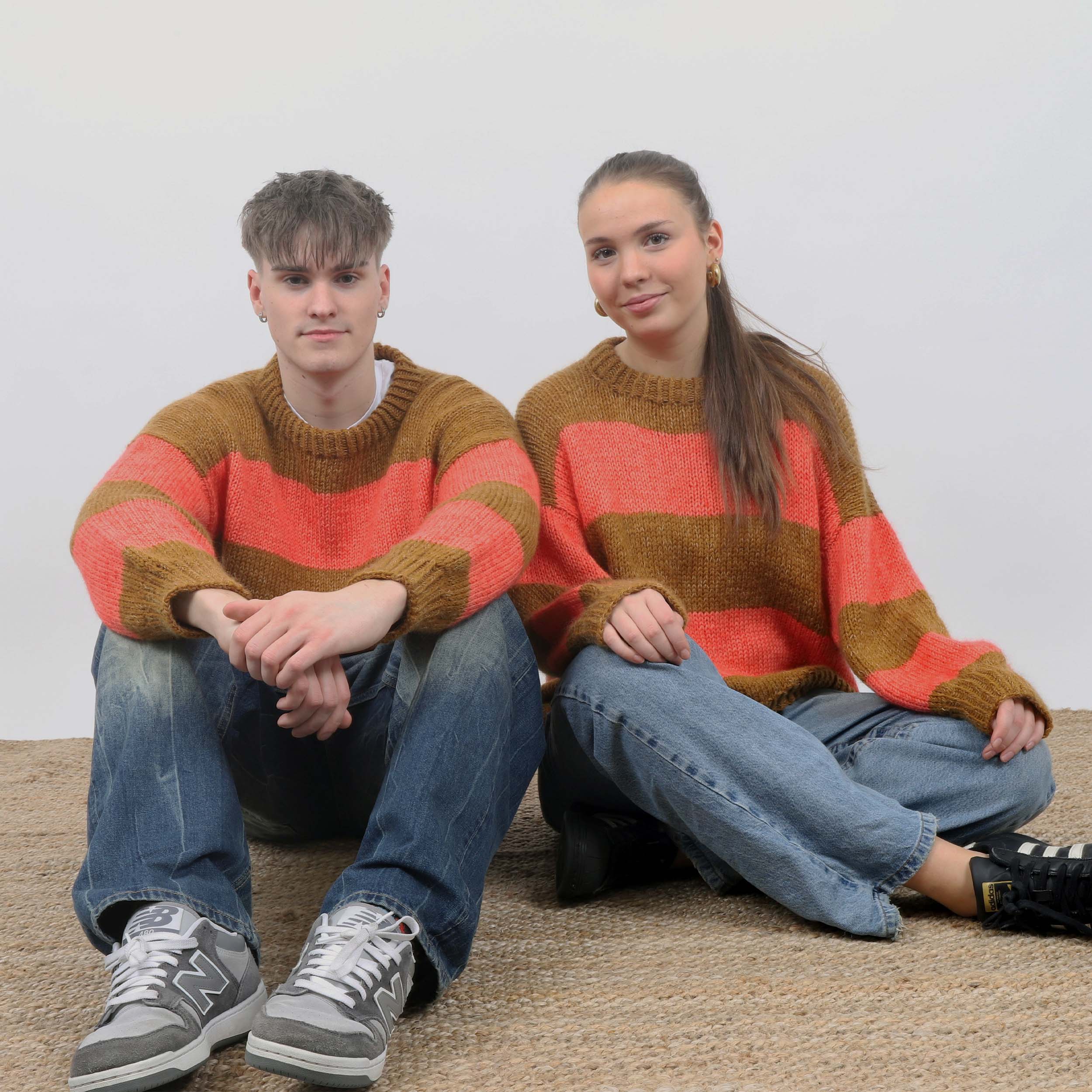 Box striped sweater knitting pattern