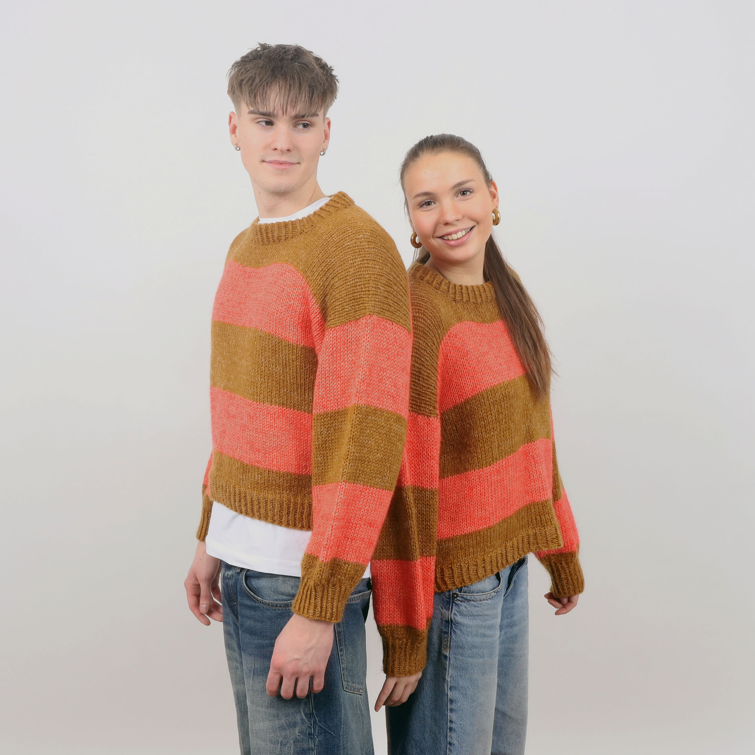Box striped sweater knitting pattern