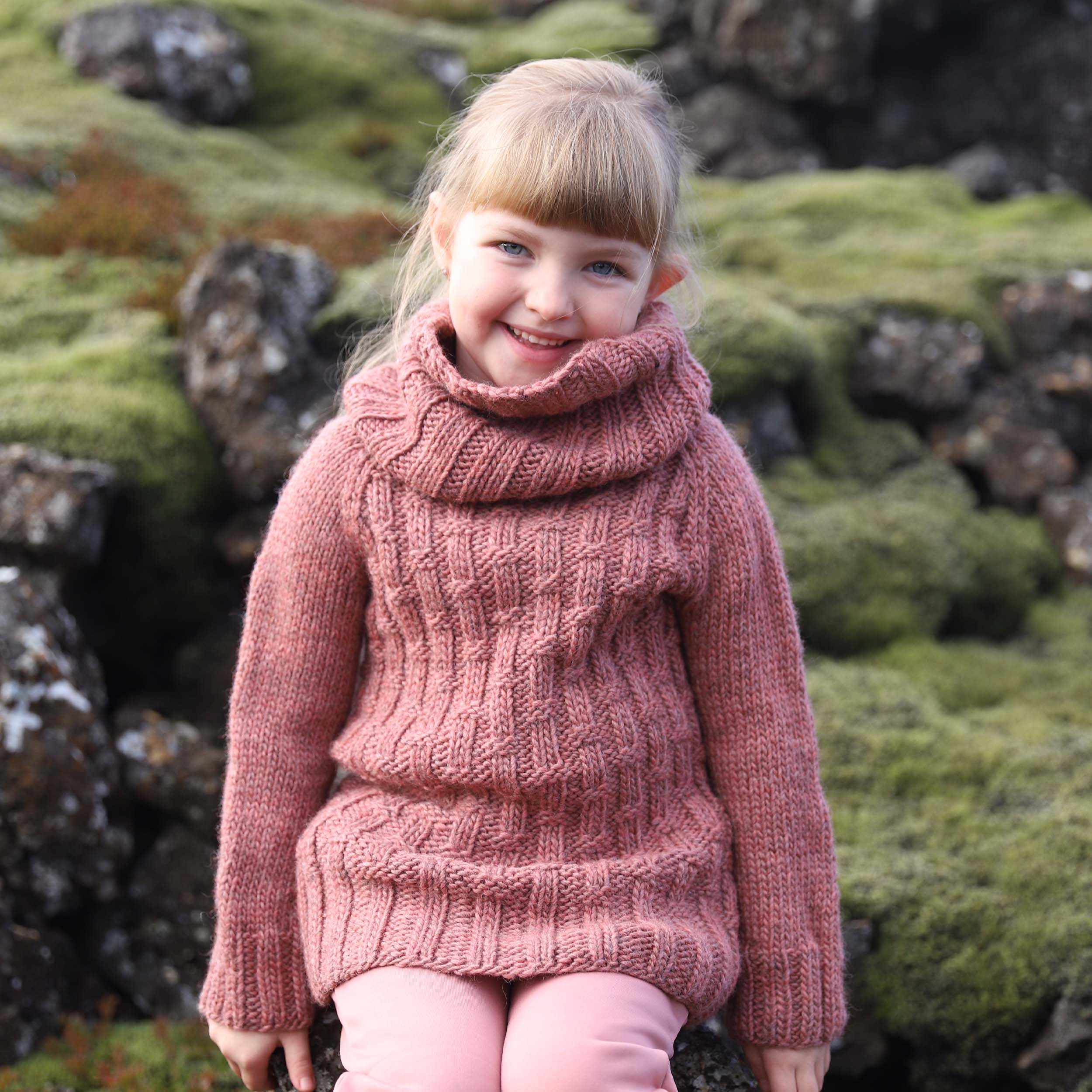 Pæja kids high neck sweater knitting pattern