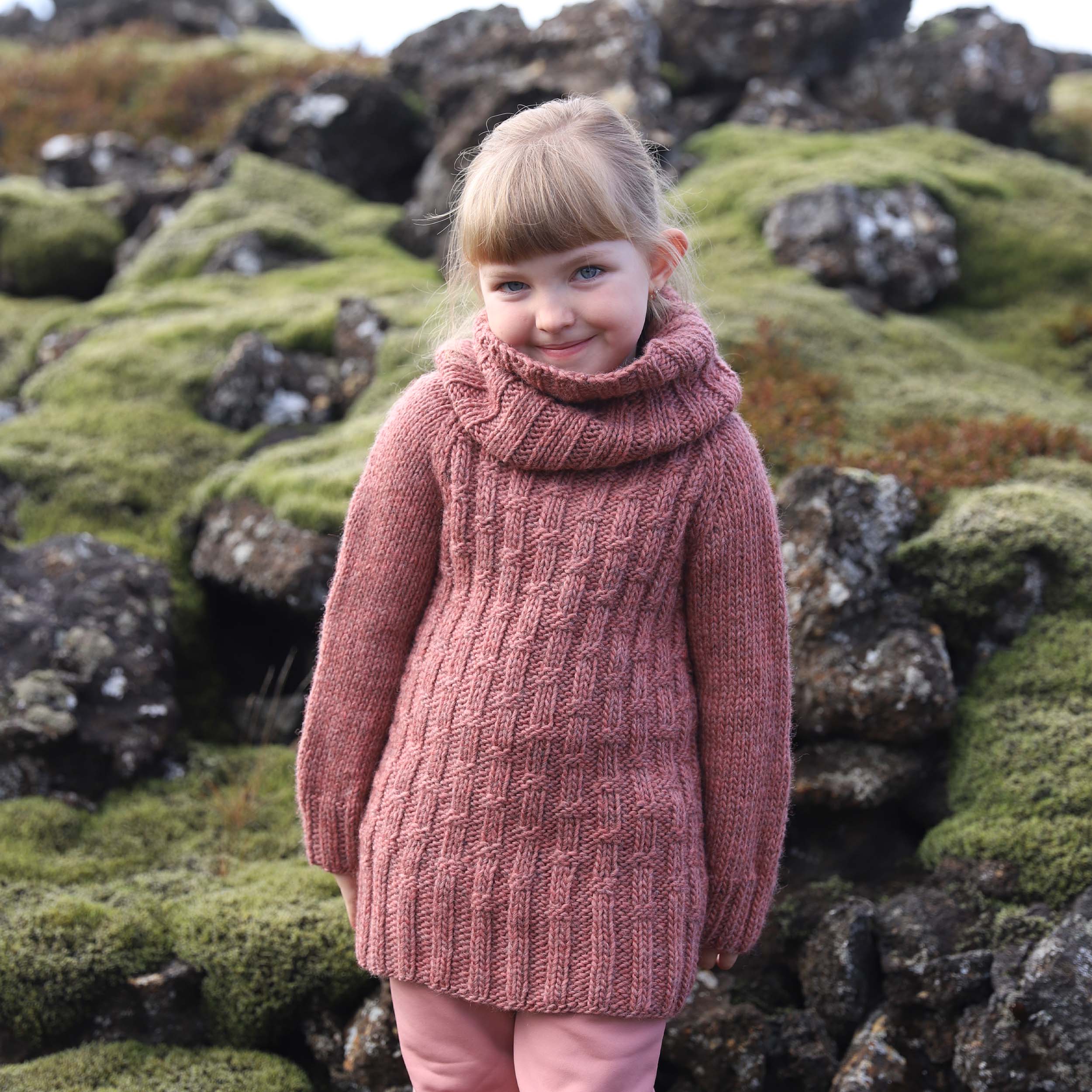 Pæja kids high neck sweater knitting pattern