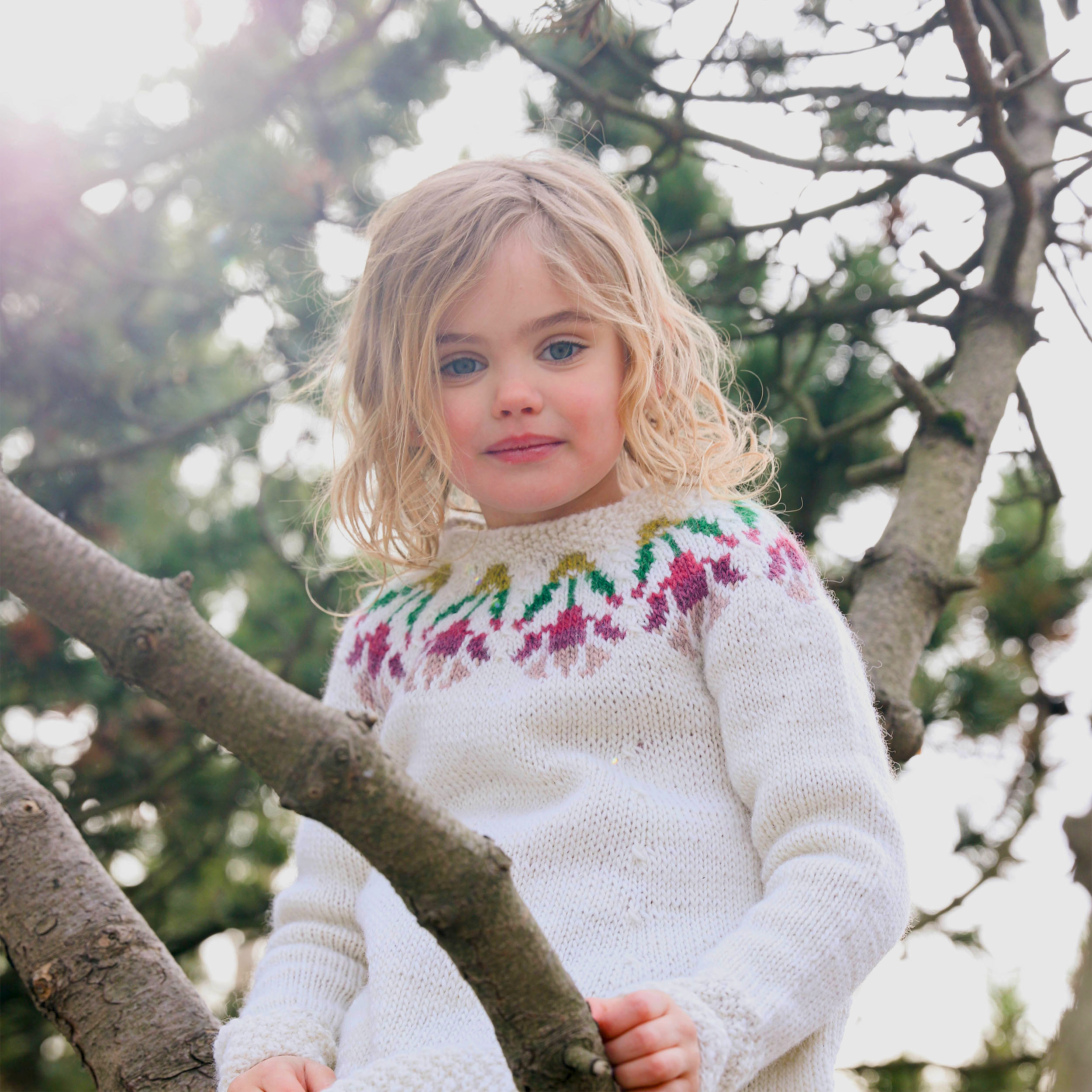 Blómarós flower pattern sweater knitting pattern