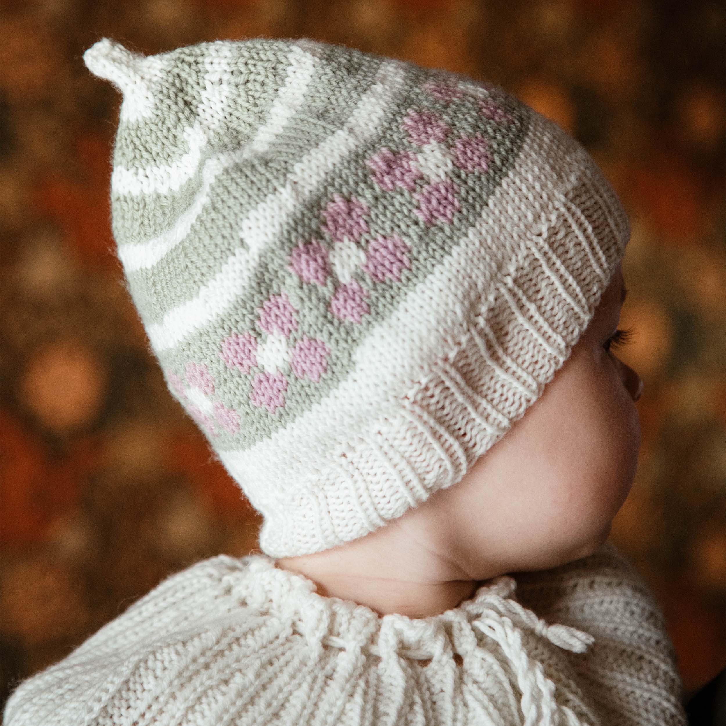 Fjóla newborn sweater and hat knitting pattern