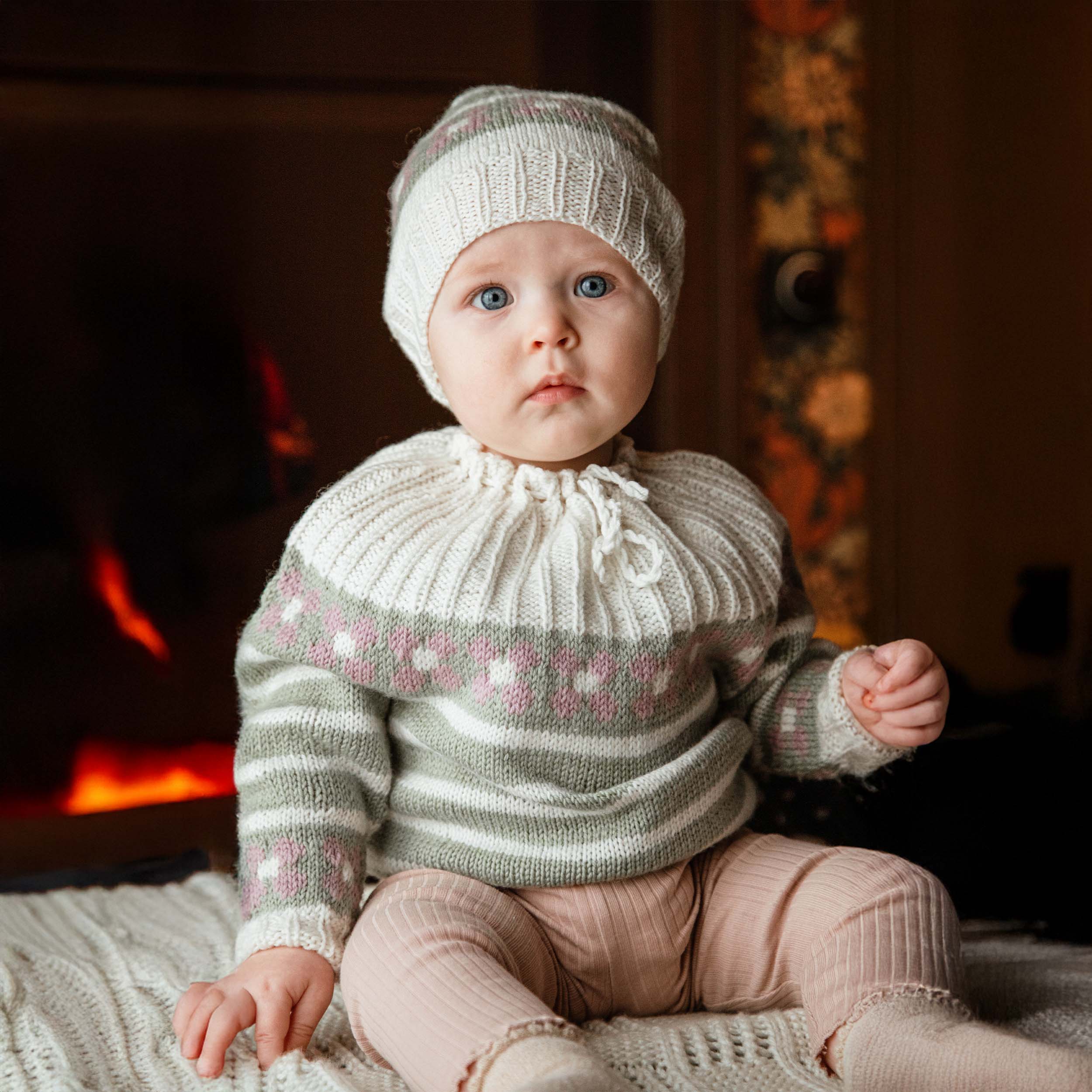 Fjóla newborn sweater and hat knitting pattern