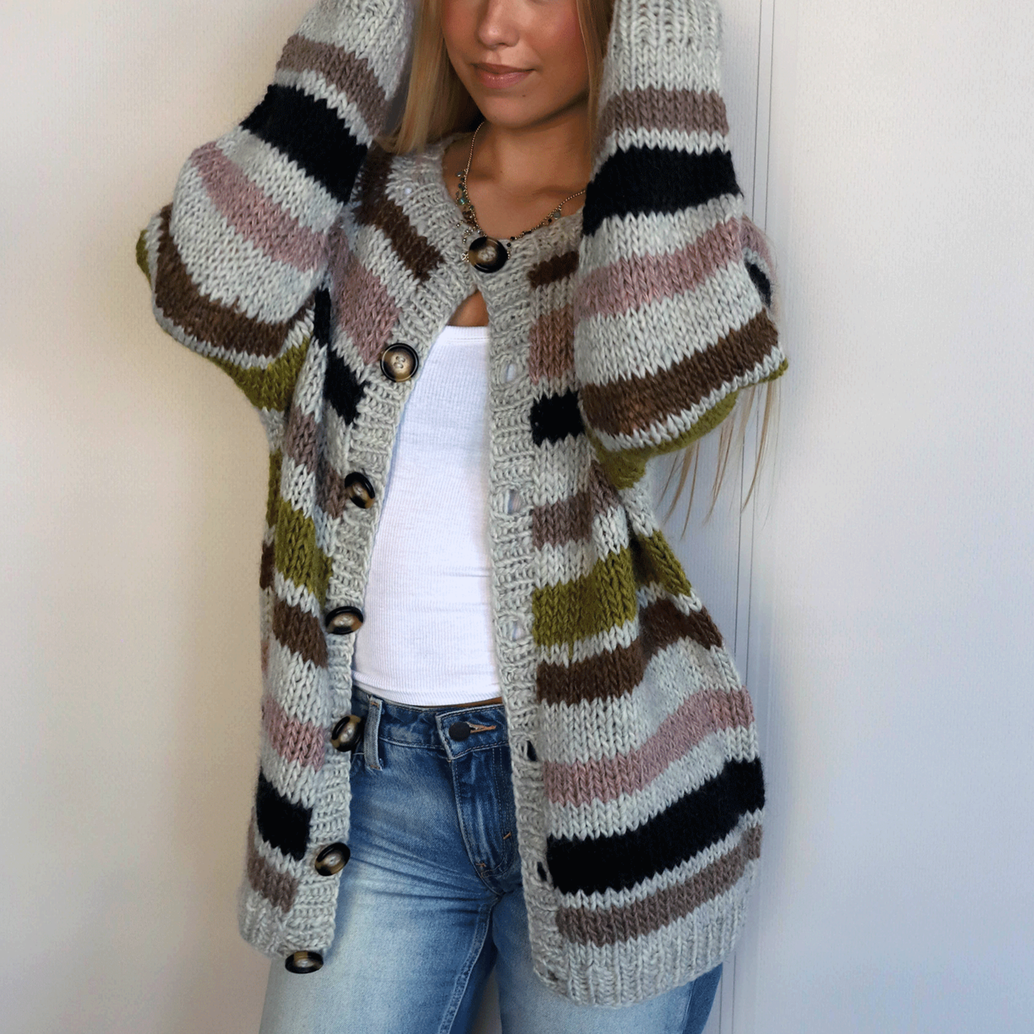 Finka adult cardigan knitting pattern