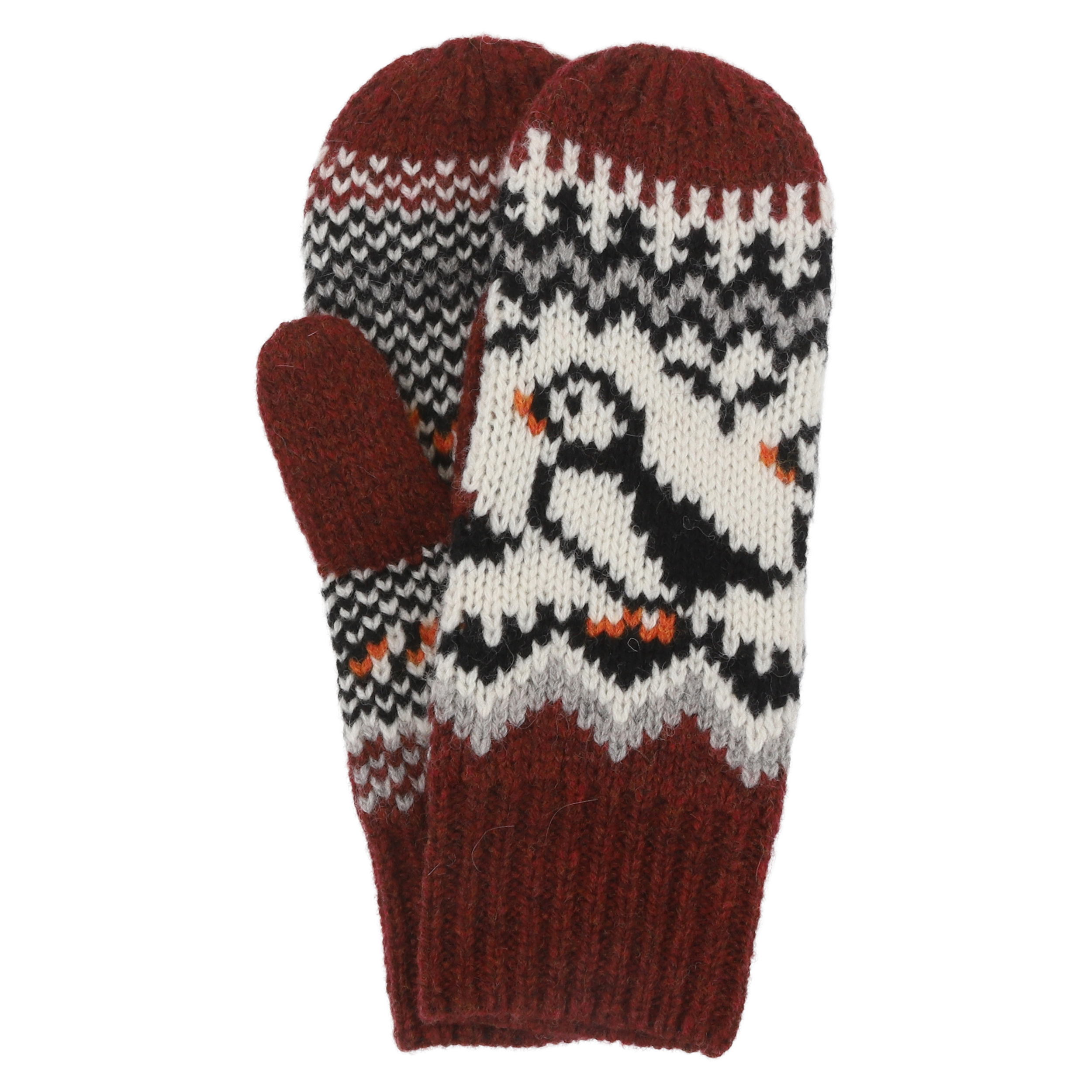 Lundi puffin design wool mittens 