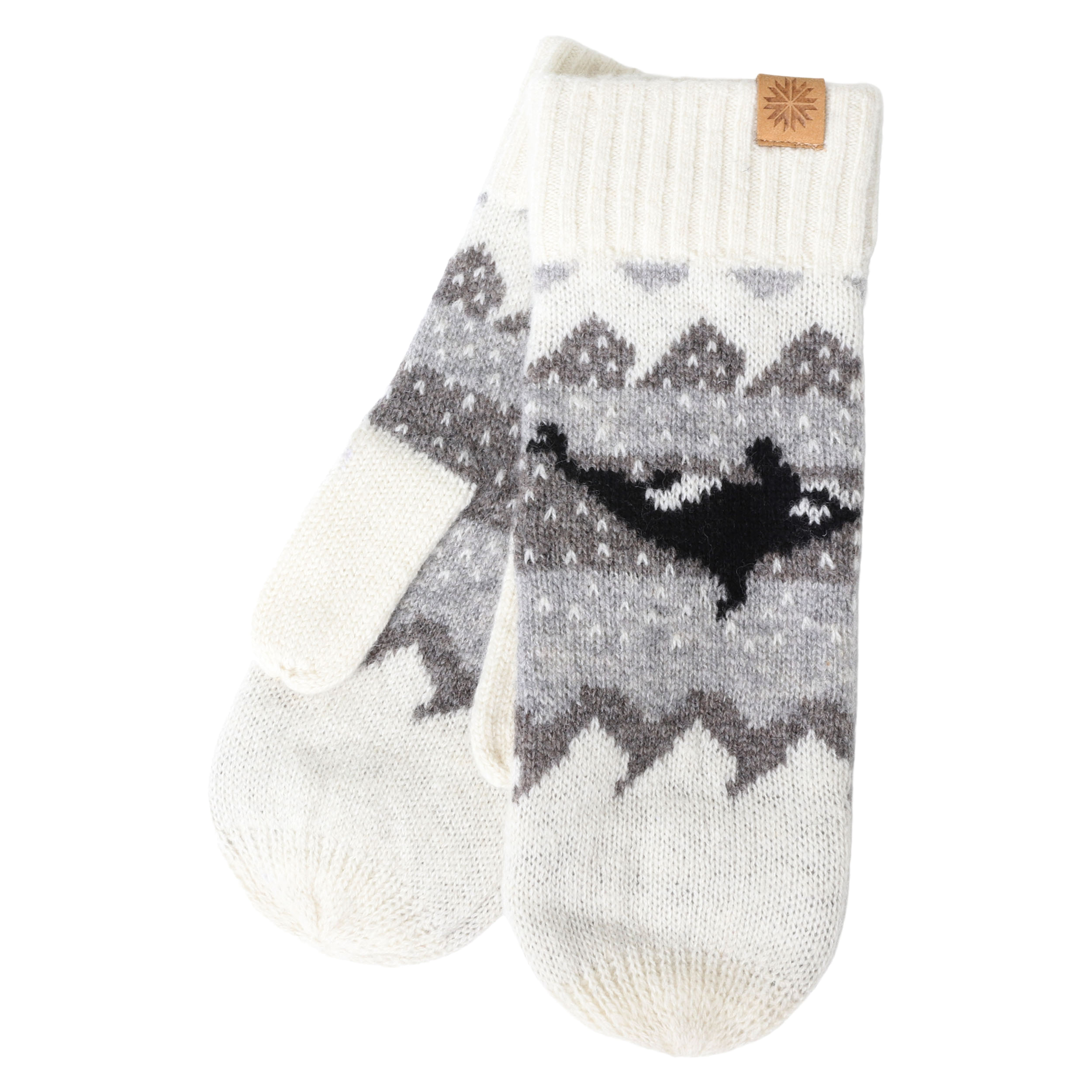 Hvalur ullar vettlingar með hvala mynstri